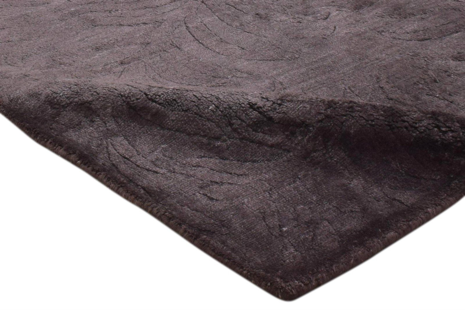 Charcoal Silk Rug 2' X 3' Modern Handloom French Floral Small Carpet Area Rug