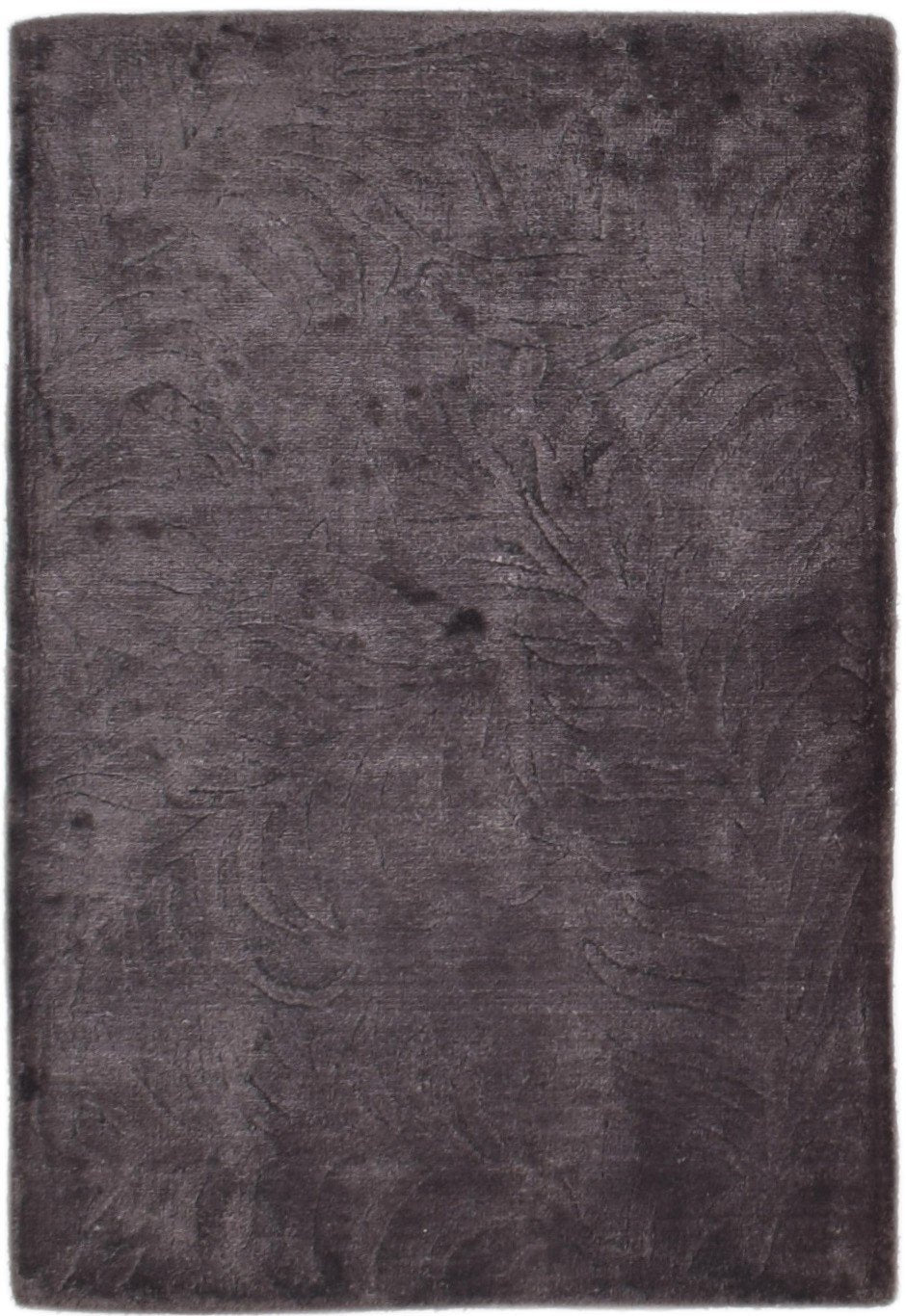 Charcoal Silk Rug 2' X 3' Modern Handloom French Floral Small Carpet Area Rug