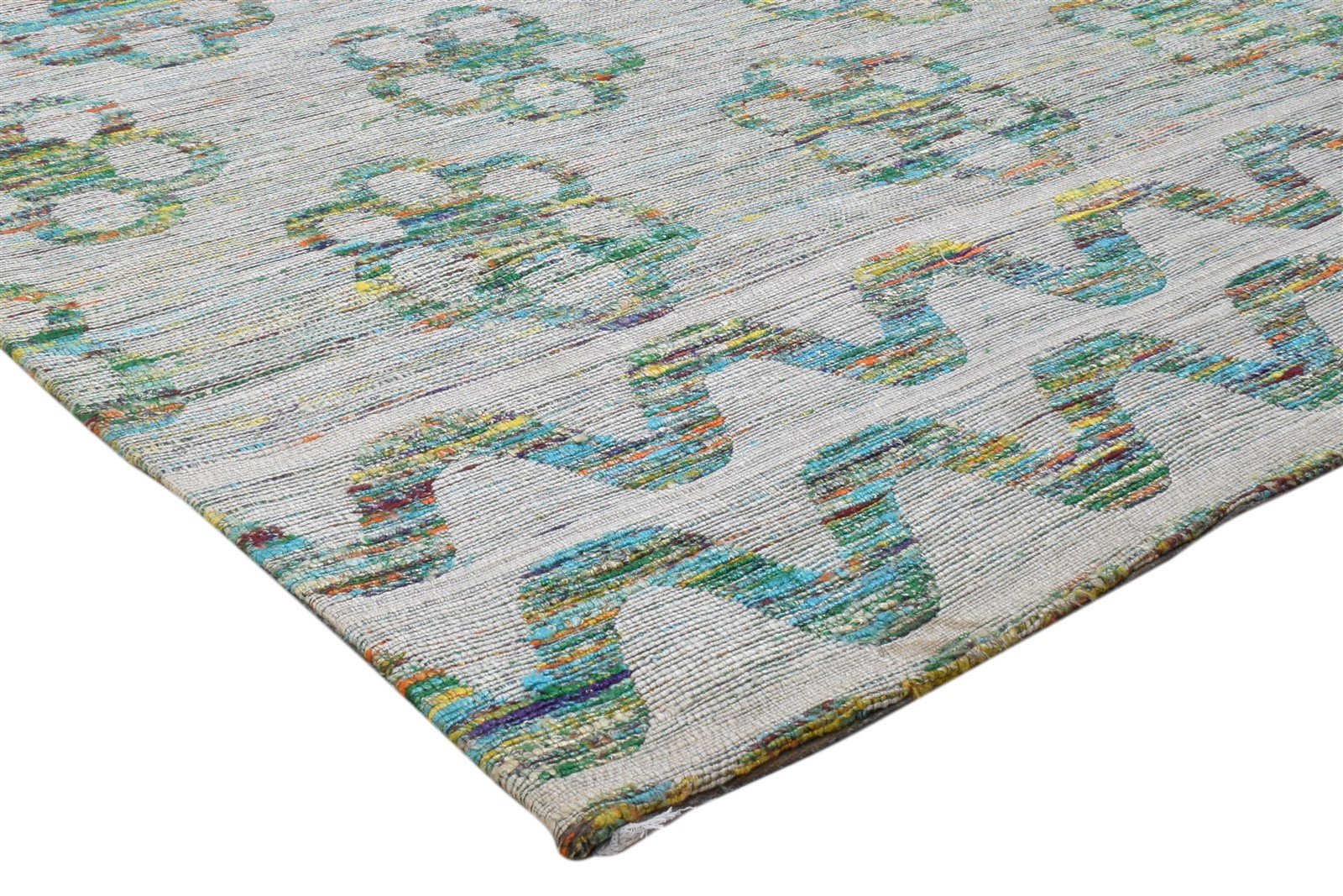 Grey Silk Rug 5' X 8' Modern Jacquard Loom Scandinavian Floral Room Size Carpet Area Rug
