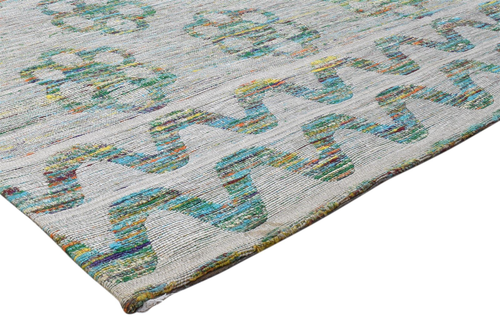 Grey Silk Rug 5' X 8' Modern Jacquard Loom Scandinavian Floral Room Size Carpet Area Rug