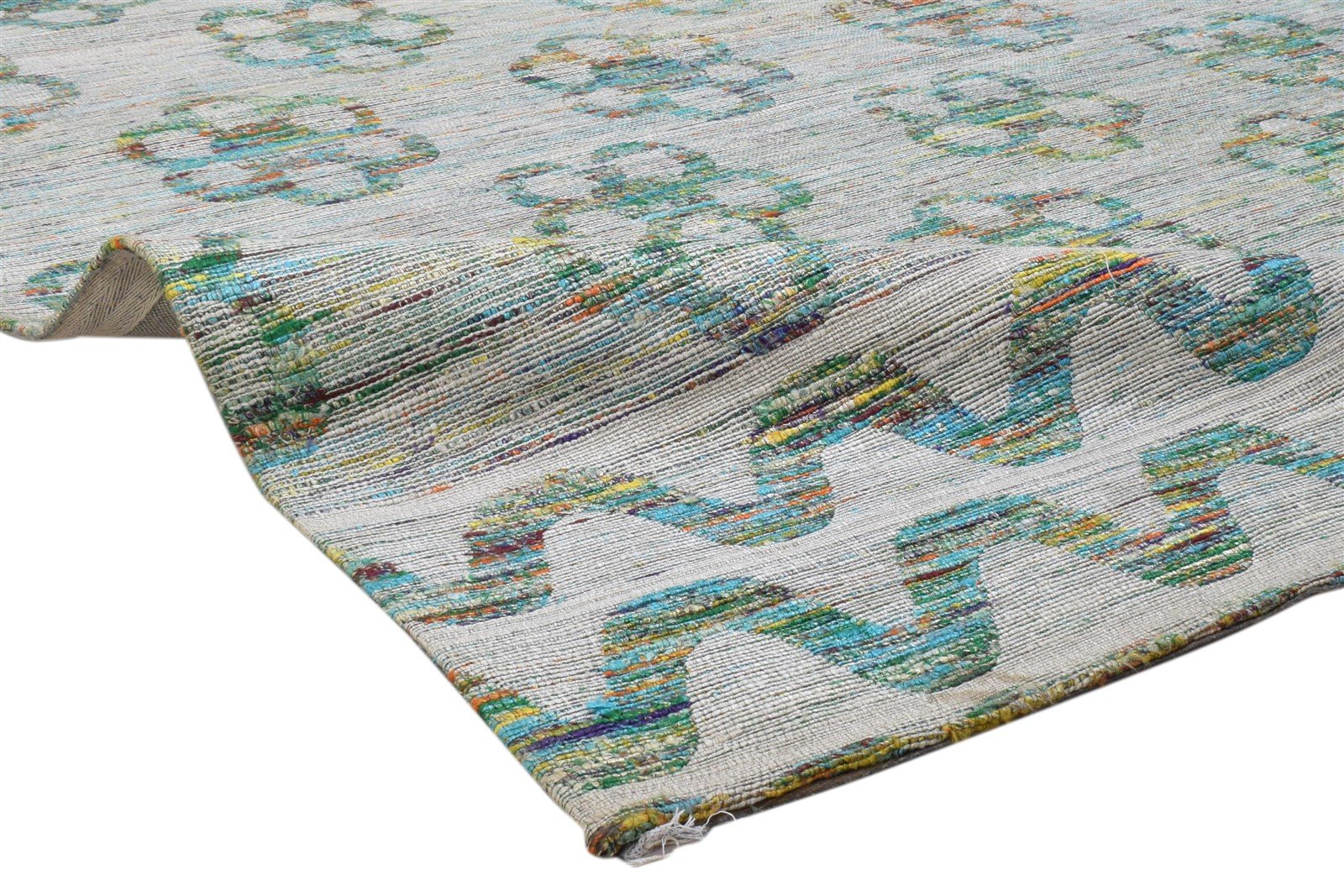 Grey Silk Rug 5' X 8' Modern Jacquard Loom Scandinavian Floral Room Size Carpet Area Rug