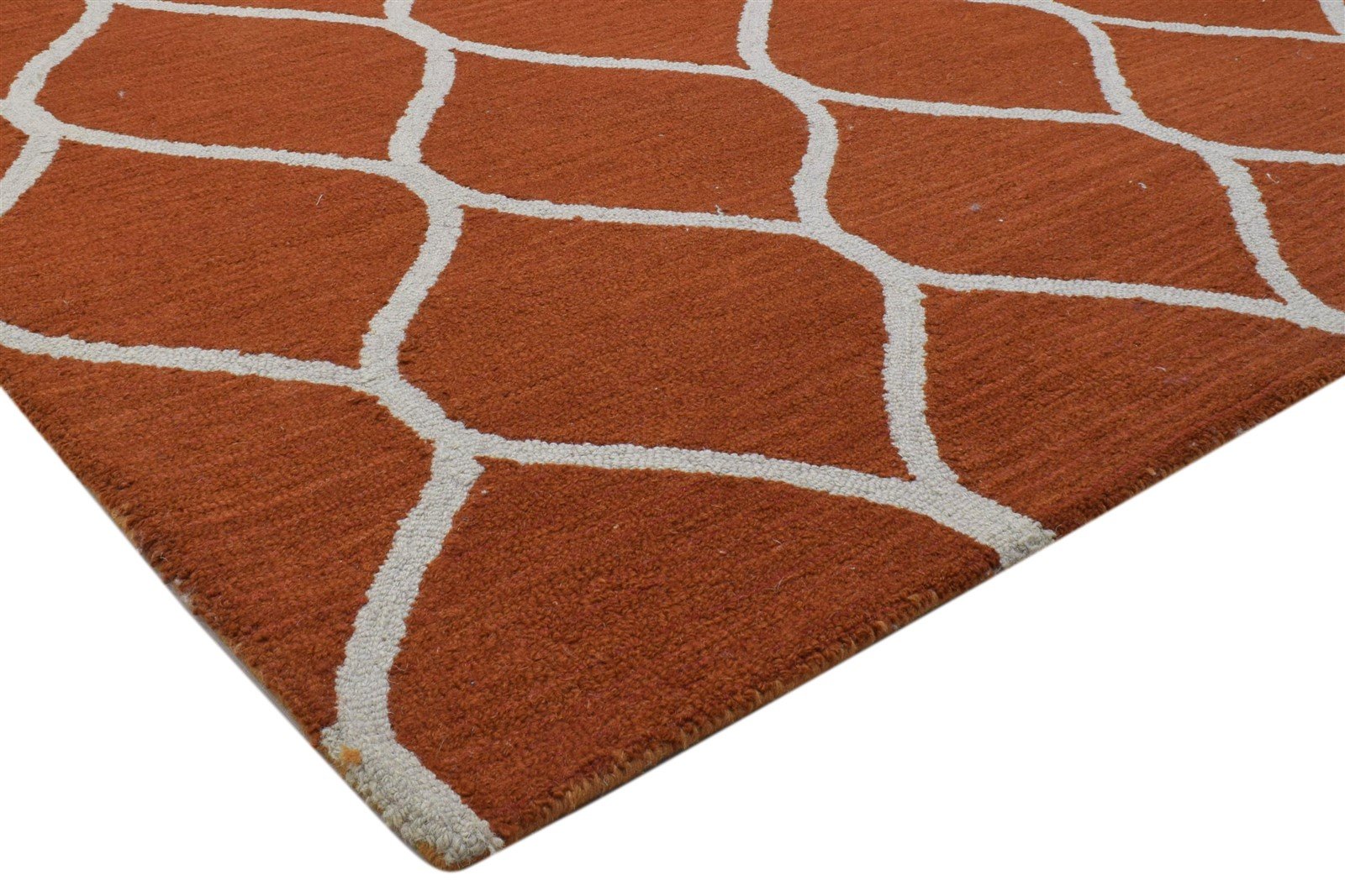 Hand Tufted Red Wool Rug 5' X 7' Modern Moroccan Trellis Room Size Carpet Area Rug
