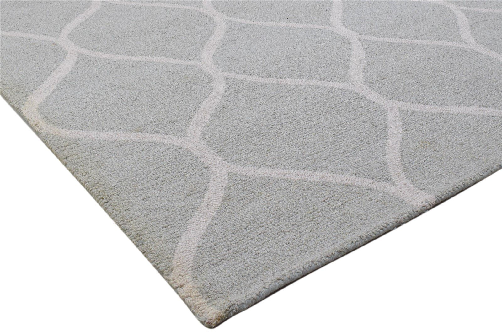 Wool Grey Rug 5' X 7' Modern Hand Tufted Moroccan Trellis Room Size Carpet Area Rug