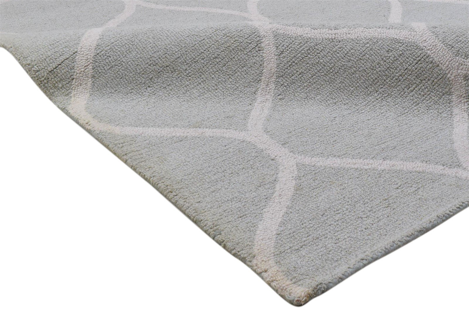 Wool Grey Rug 5' X 7' Modern Hand Tufted Moroccan Trellis Room Size Carpet Area Rug