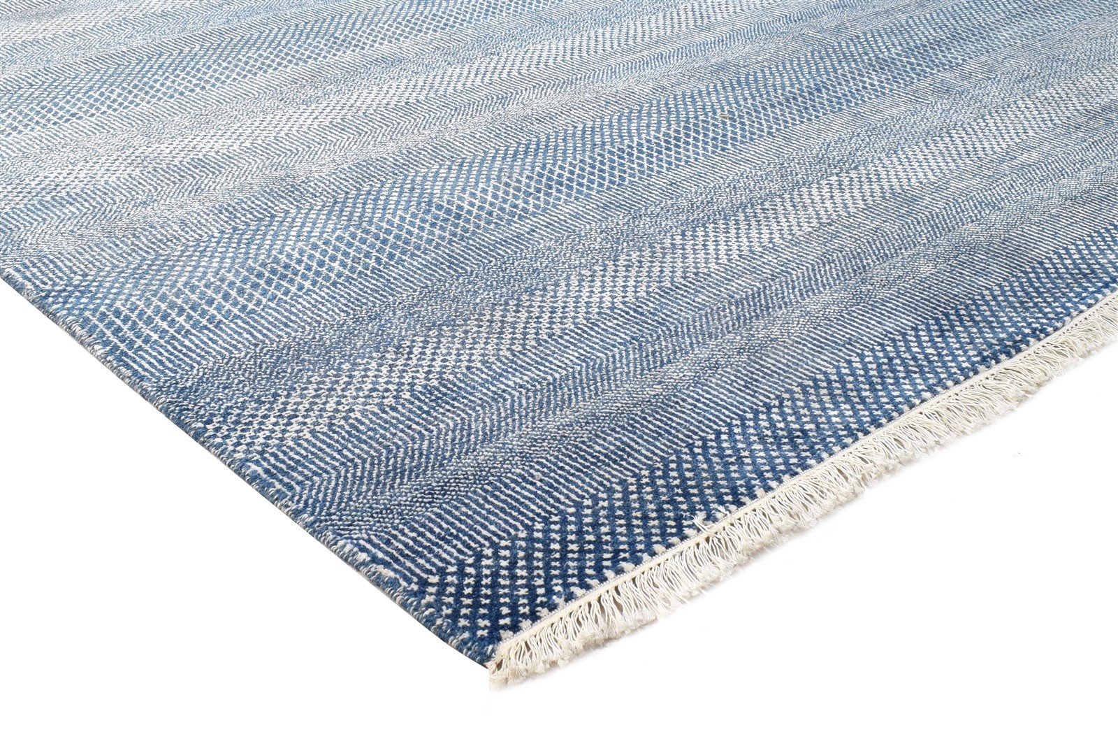12X15 Rug Wool Blue Modern Hand Knotted Agra Grass Trellis Extra Large Carpet 7864615633045