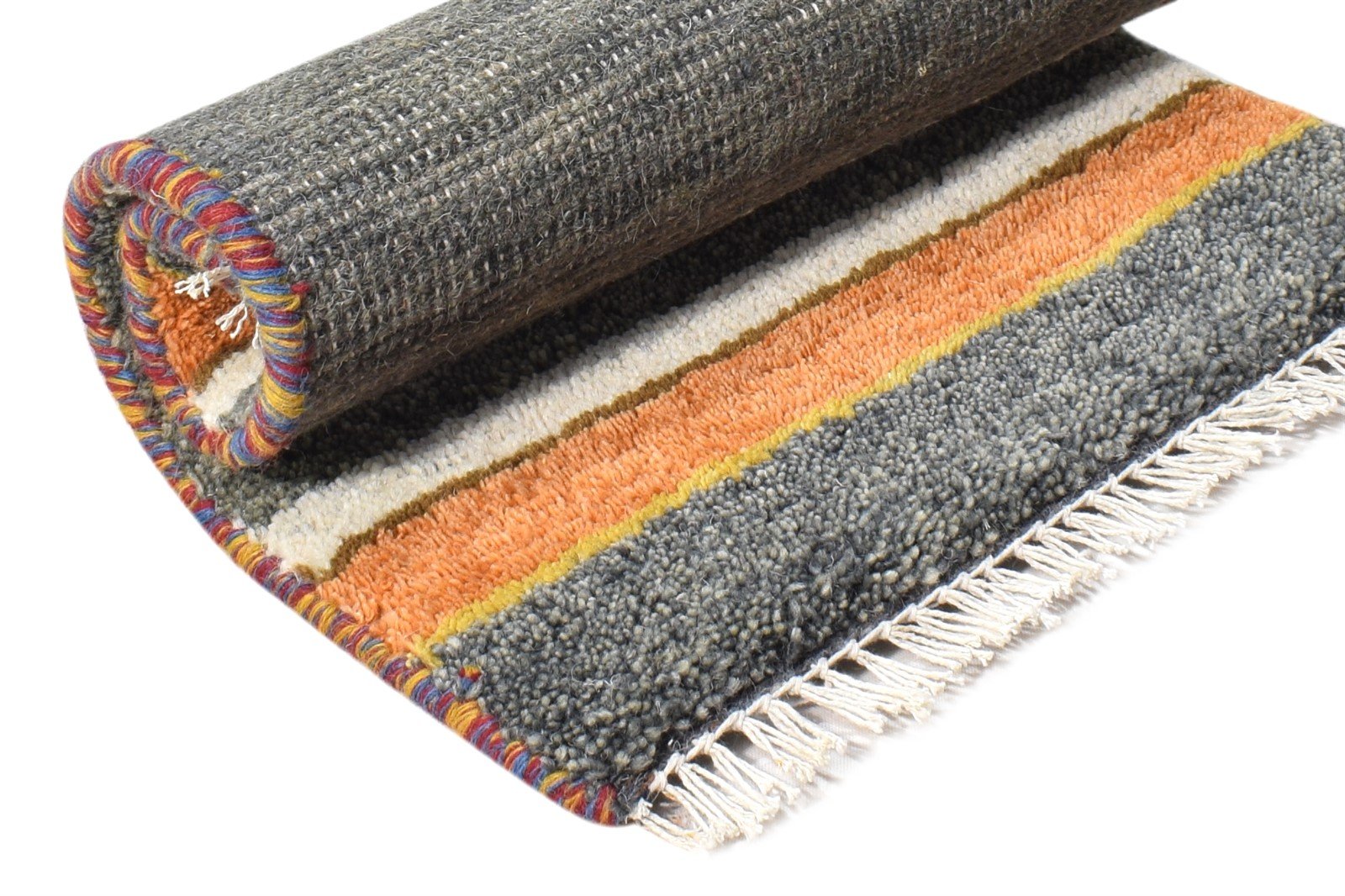 1X2 Rug Wool Dark Grey Southwestern Hand Knotted American Tribal Small Carpet 7865060688021