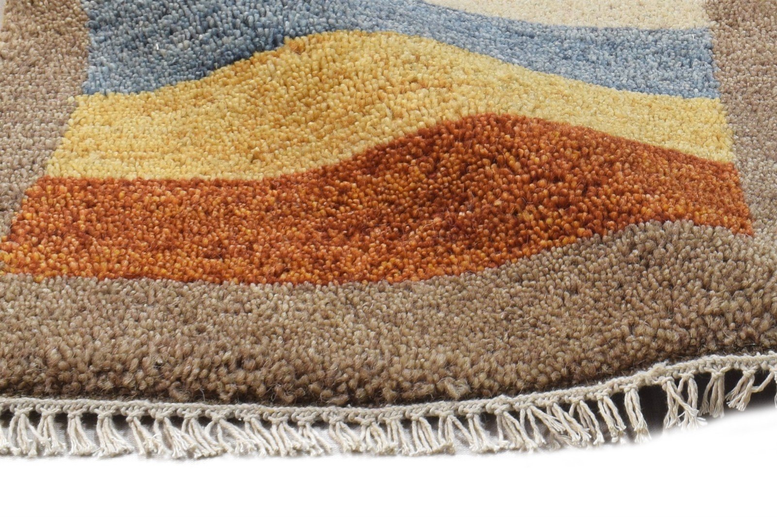 1X2 Rug Wool Multi Color Modern Hand Knotted Scandinavian Bordered Small Carpet 7865098862741