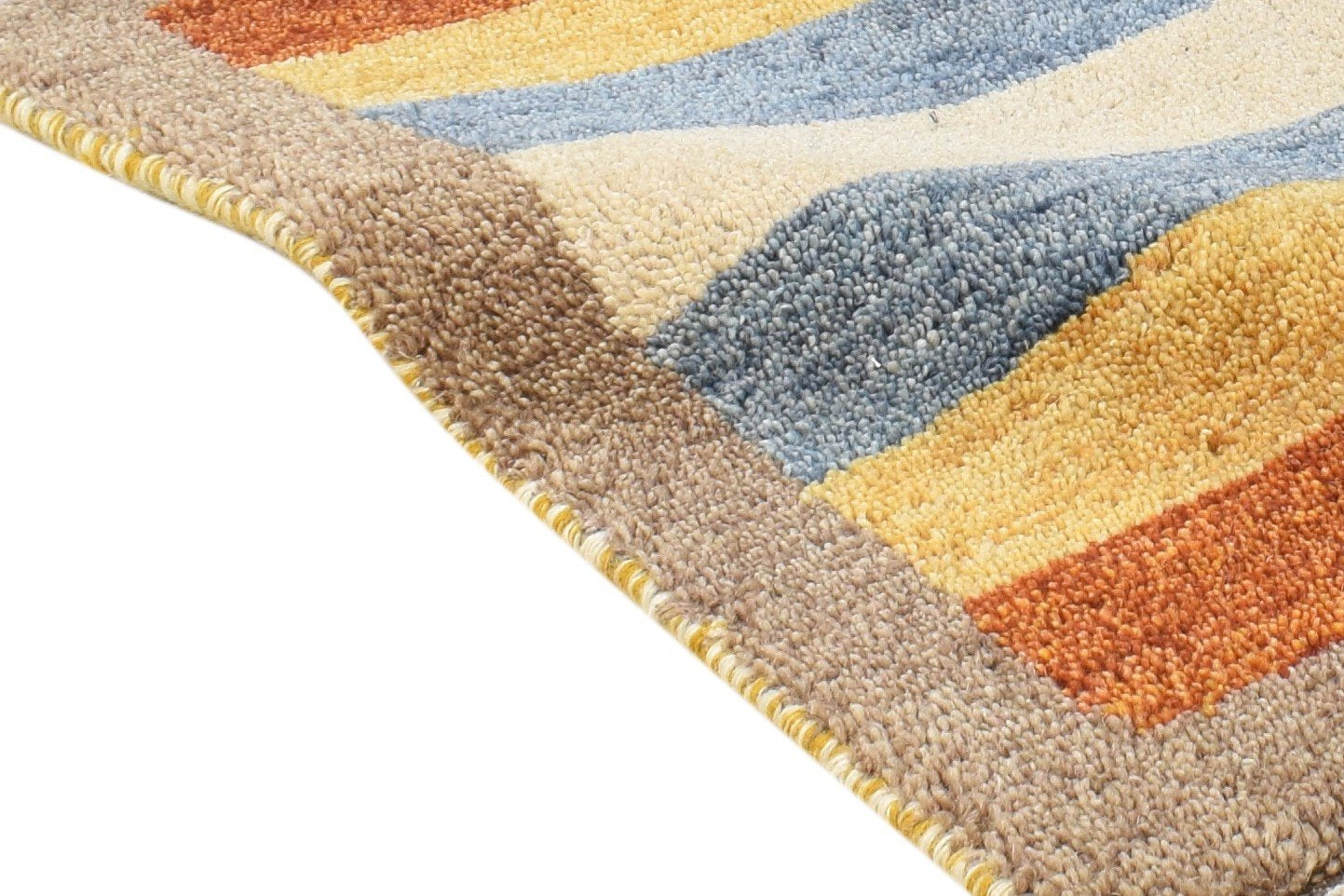 1X2 Rug Wool Multi Color Modern Hand Knotted Scandinavian Bordered Small Carpet 7865098862741