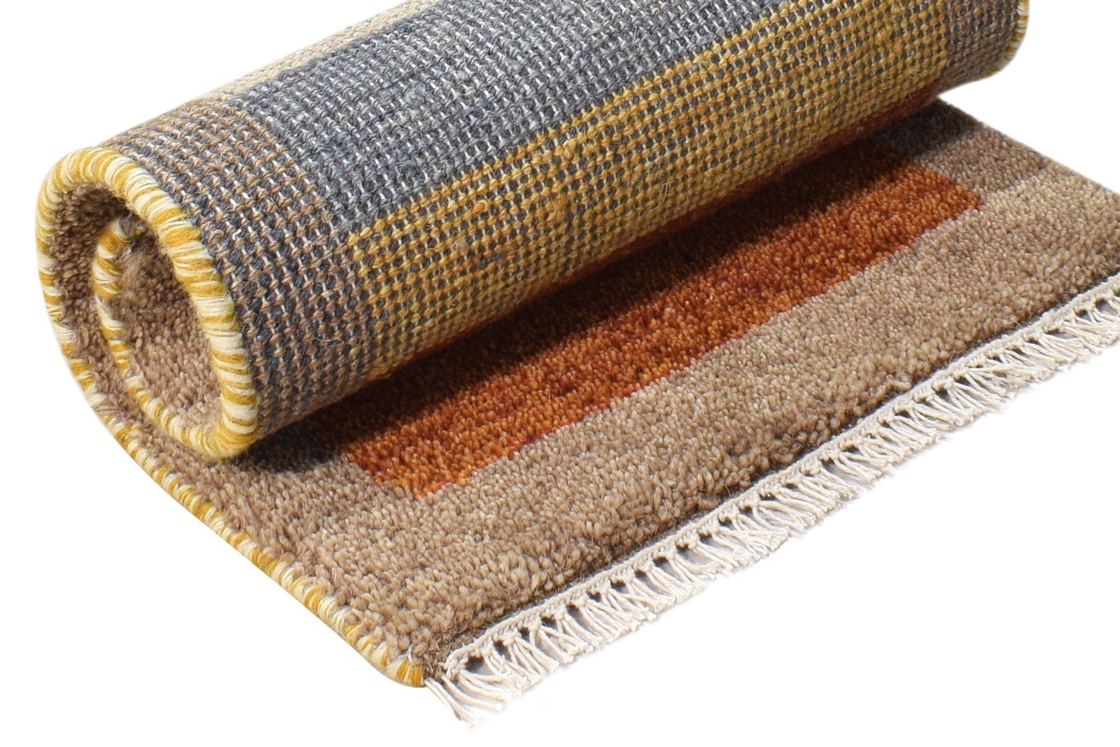 1X2 Rug Wool Multi Color Modern Hand Knotted Scandinavian Bordered Small Carpet 7865098862741