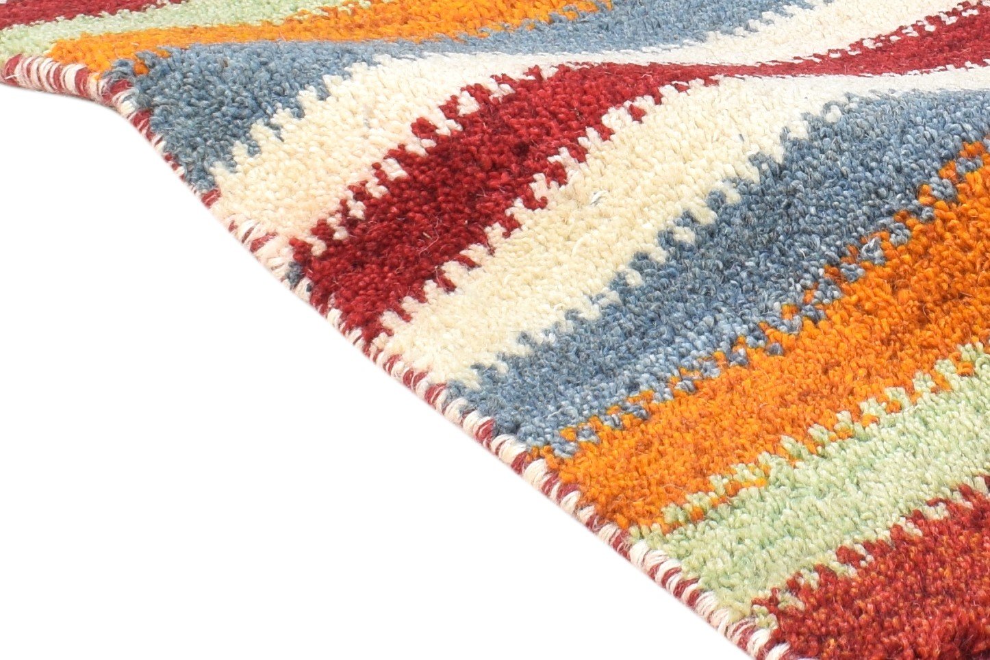 1X2 Rug Wool Multi Color Southwestern Hand Knotted Gabbeh Striped Small Carpet 7865059704981