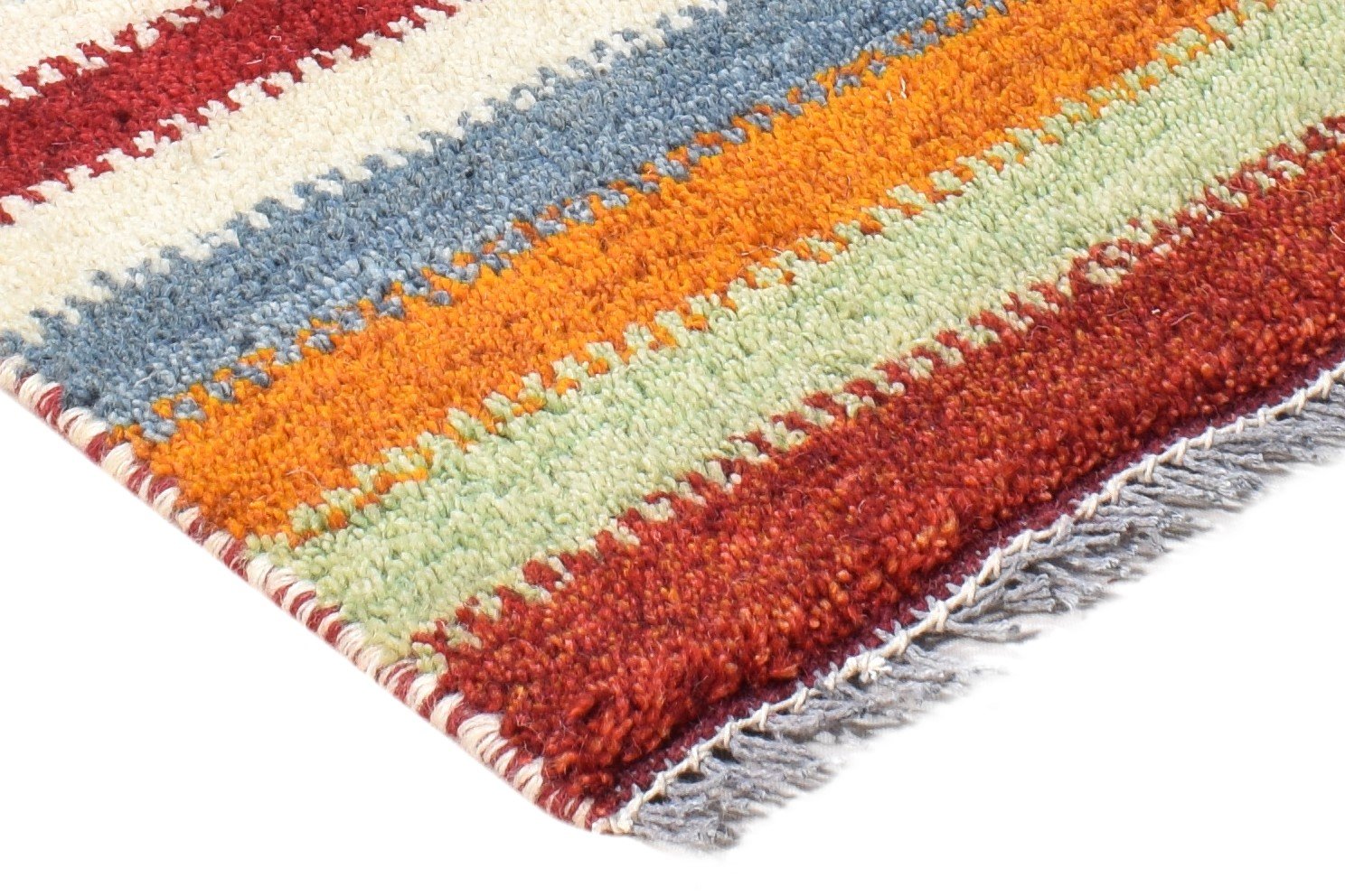 1X2 Rug Wool Multi Color Southwestern Hand Knotted Gabbeh Striped Small Carpet 7865059704981