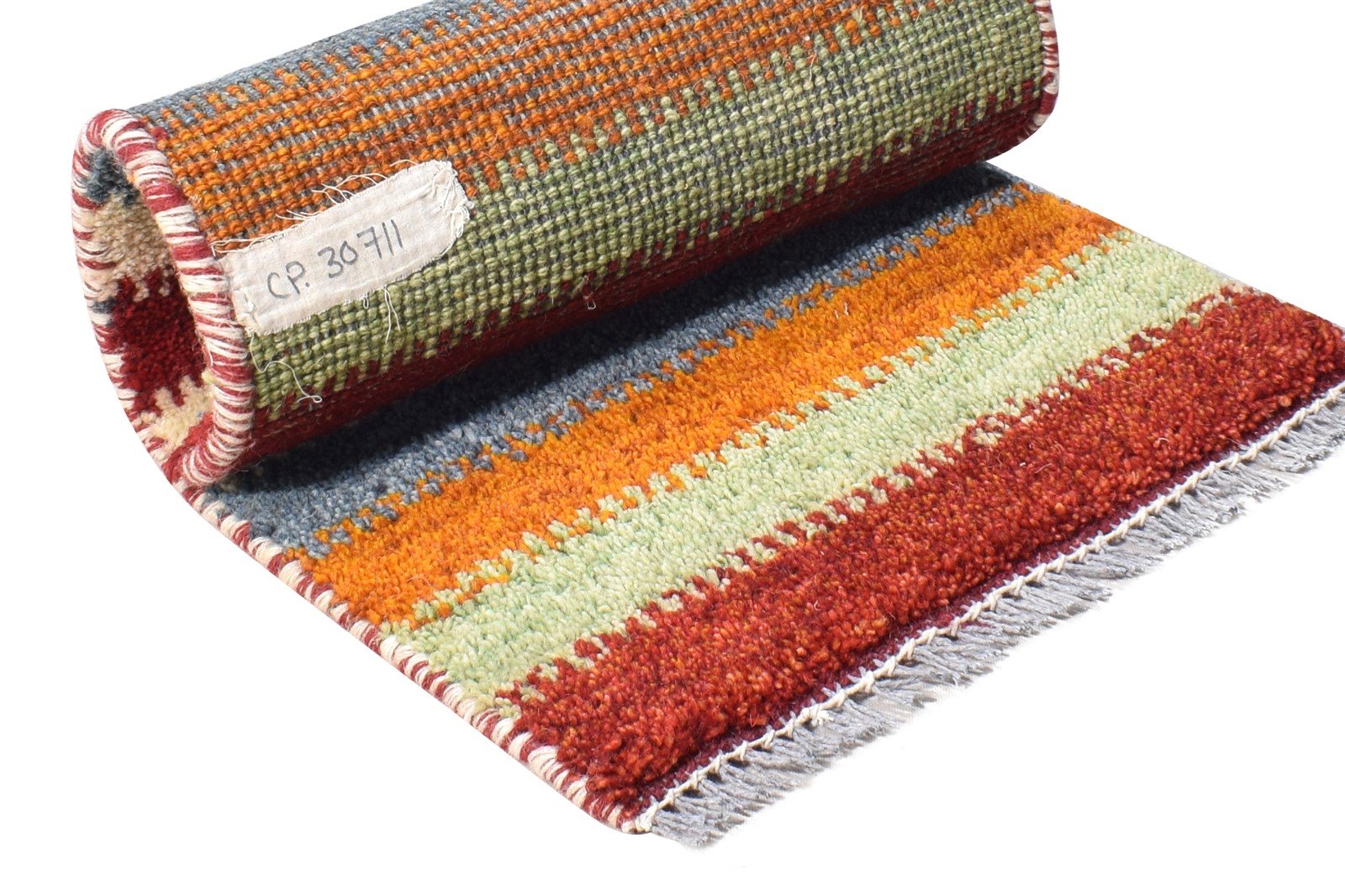 1X2 Rug Wool Multi Color Southwestern Hand Knotted Gabbeh Striped Small Carpet 7865059704981