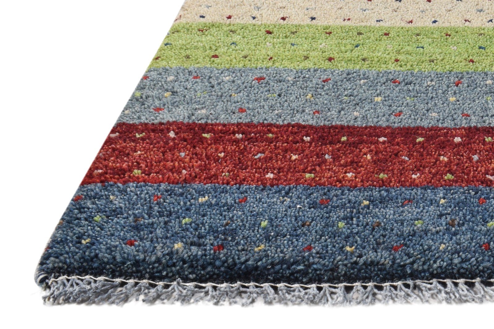Janet 1X2 Rug Wool Multi Color Southwestern Hand Knotted Gabbeh Striped 7865090113685