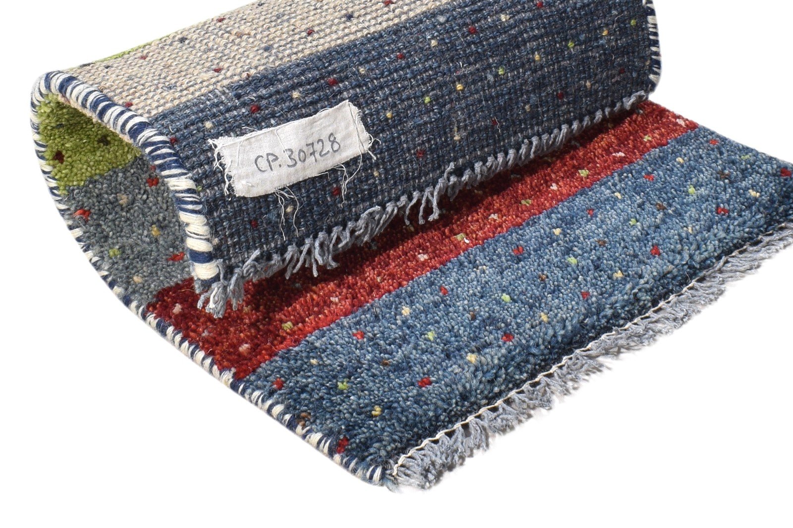 Janet 1X2 Rug Wool Multi Color Southwestern Hand Knotted Gabbeh Striped 7865090113685
