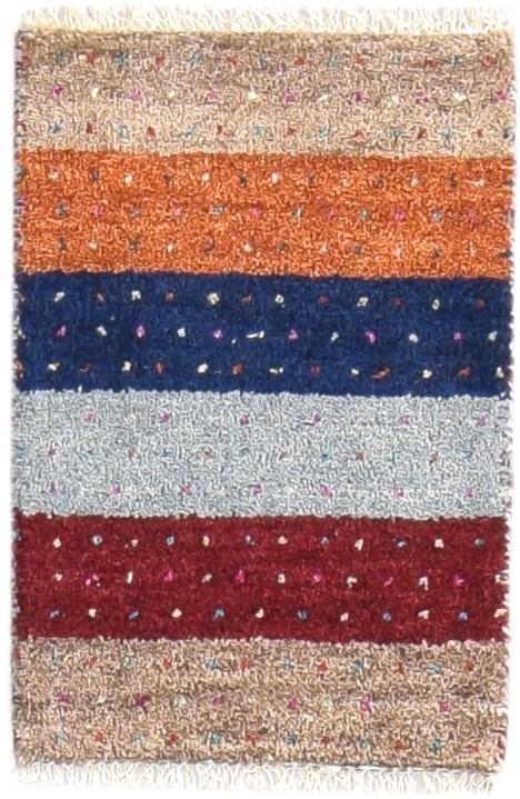 1X2 Rug Wool Multi Color Southwestern Hand Knotted Gabbeh Striped Small Carpet 7865087754389