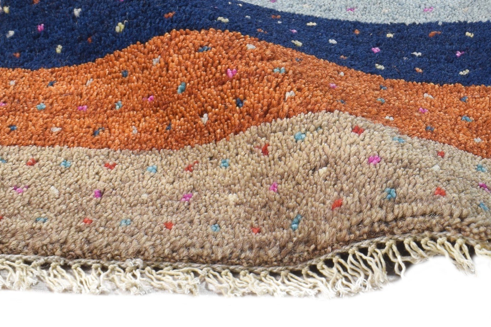 1X2 Rug Wool Multi Color Southwestern Hand Knotted Gabbeh Striped Small Carpet 7865087754389