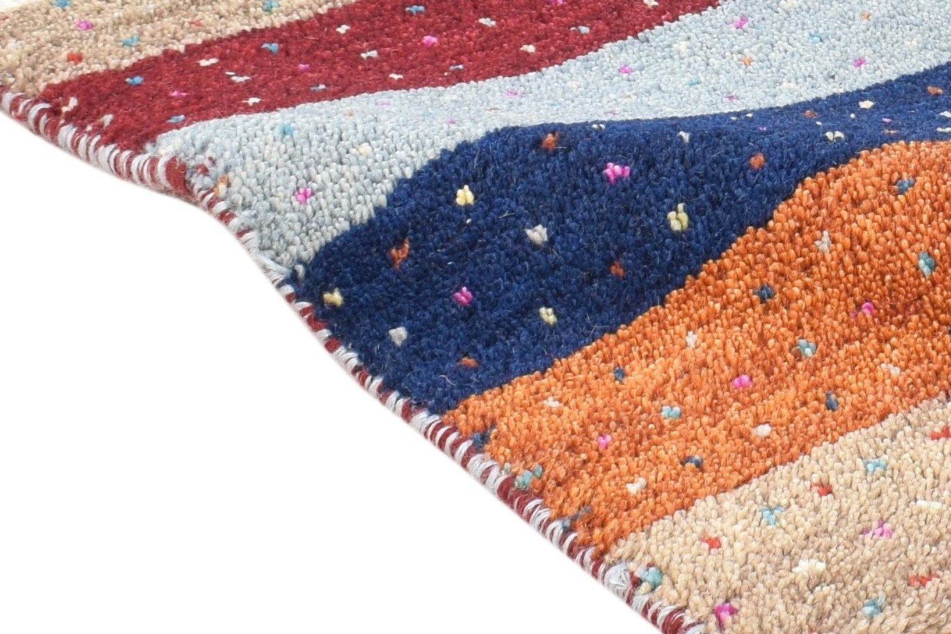1X2 Rug Wool Multi Color Southwestern Hand Knotted Gabbeh Striped Small Carpet 7865087754389