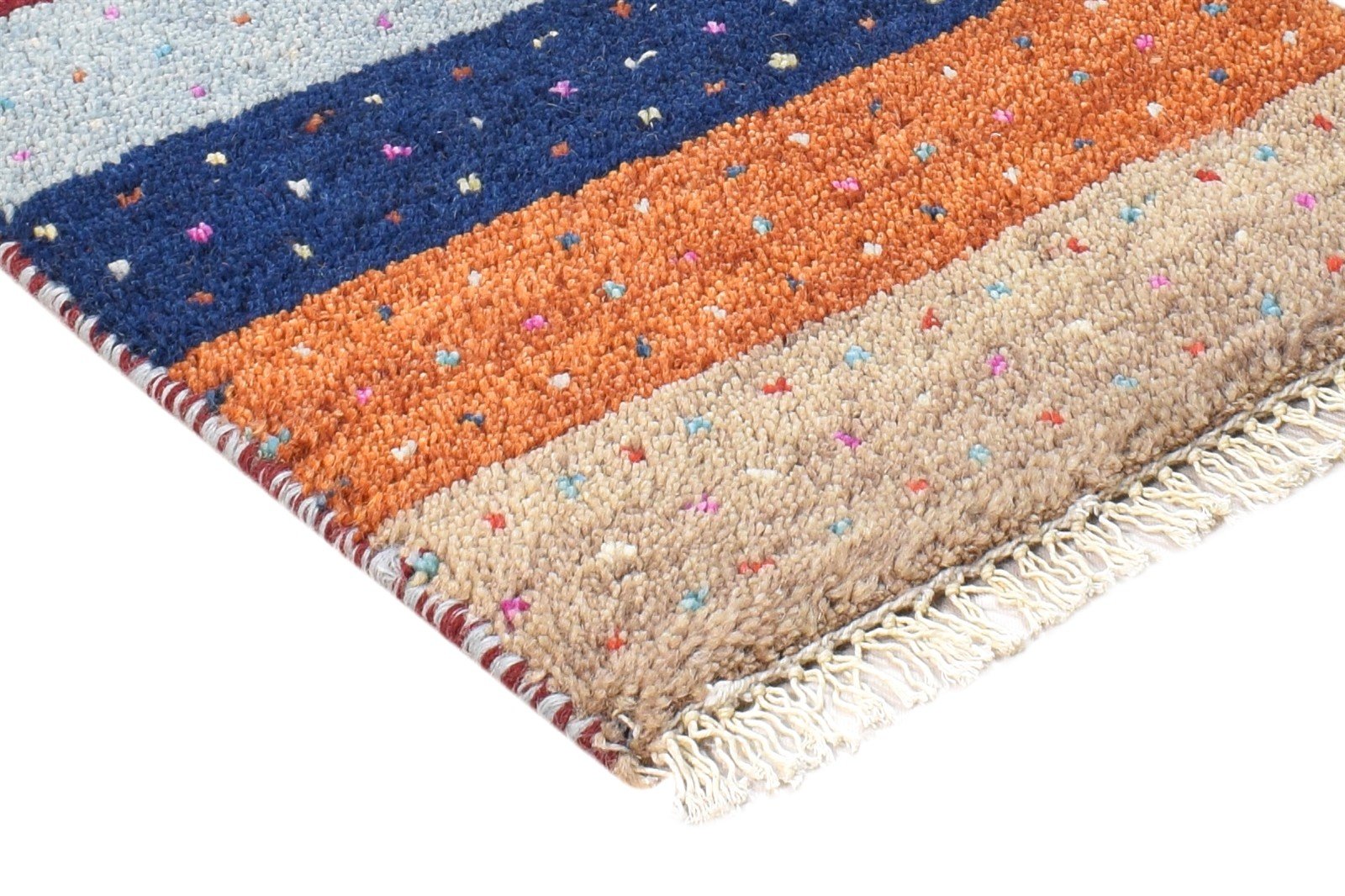 1X2 Rug Wool Multi Color Southwestern Hand Knotted Gabbeh Striped Small Carpet 7865087754389