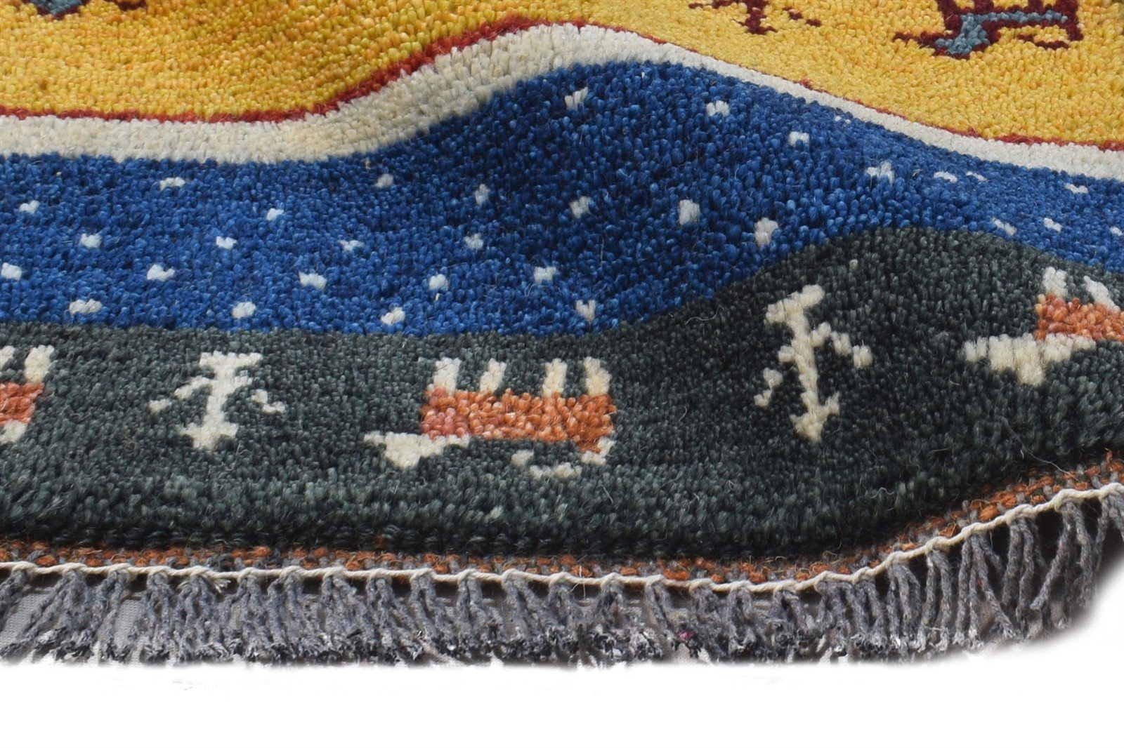 1X2 Rug Wool Multi Color Southwestern Hand Knotted Gabbeh Tribal Small Carpet 7865099714709