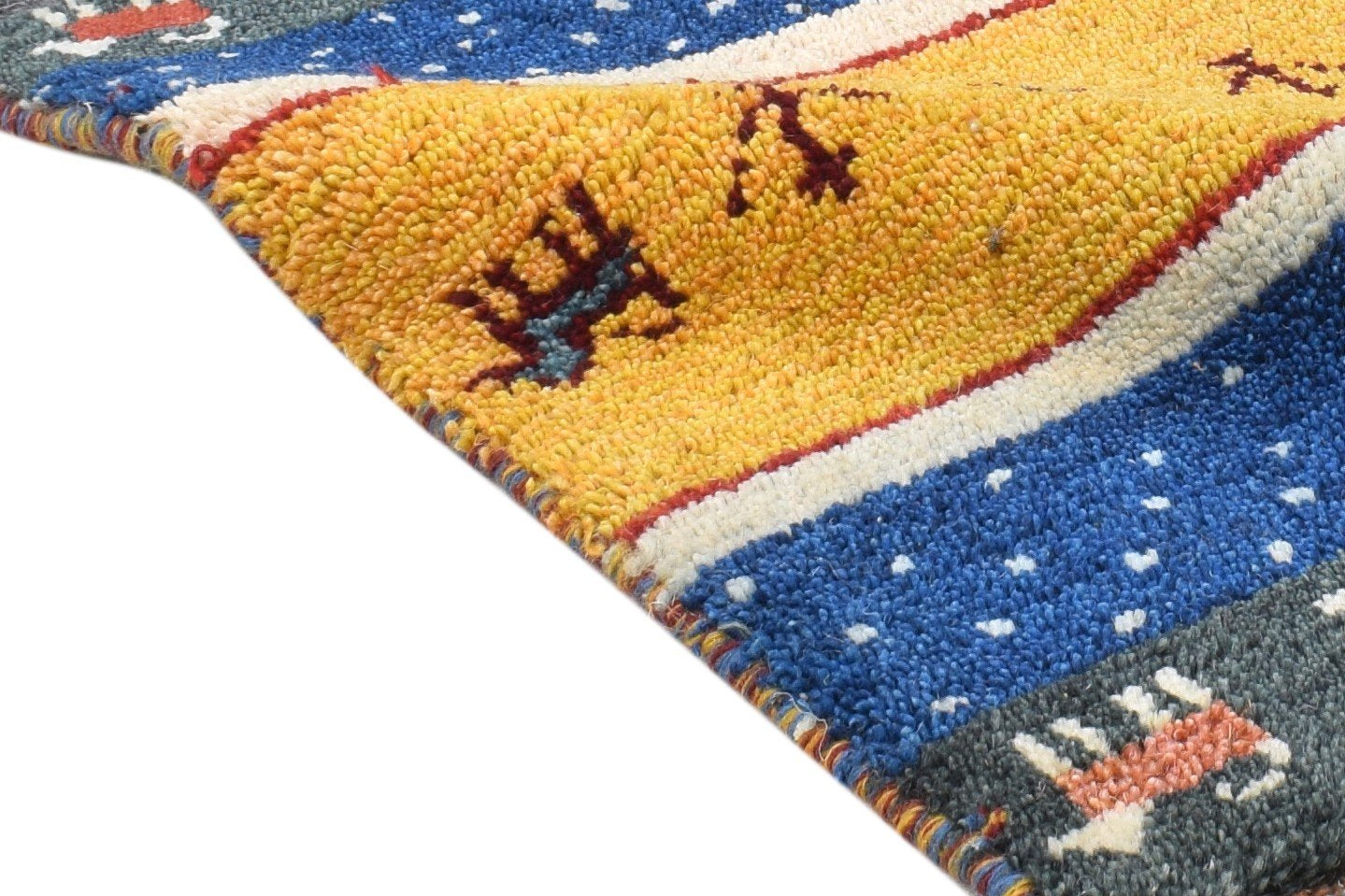 1X2 Rug Wool Multi Color Southwestern Hand Knotted Gabbeh Tribal Small Carpet 7865099714709