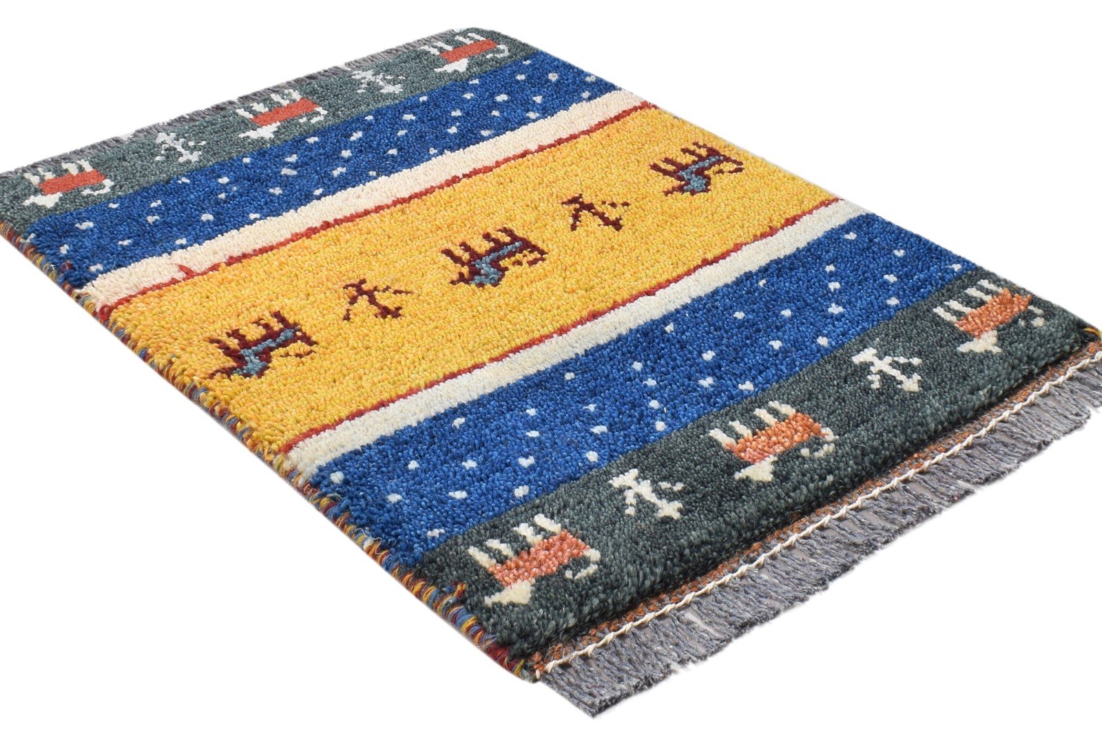 1X2 Rug Wool Multi Color Southwestern Hand Knotted Gabbeh Tribal Small Carpet 7865099714709