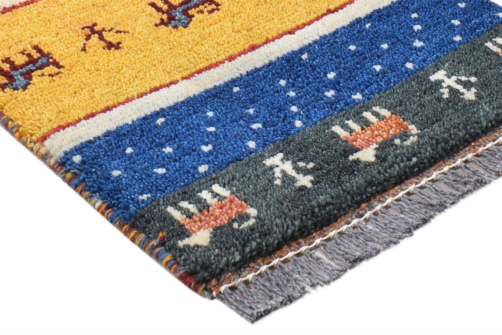 1X2 Rug Wool Multi Color Southwestern Hand Knotted Gabbeh Tribal Small Carpet 7865099714709
