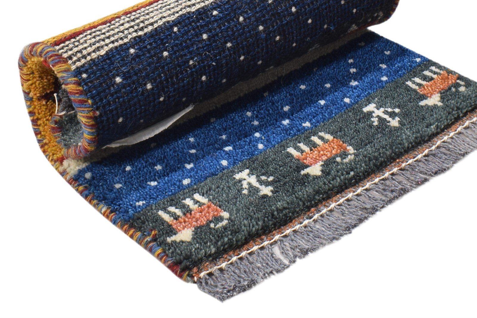 1X2 Rug Wool Multi Color Southwestern Hand Knotted Gabbeh Tribal Small Carpet 7865099714709
