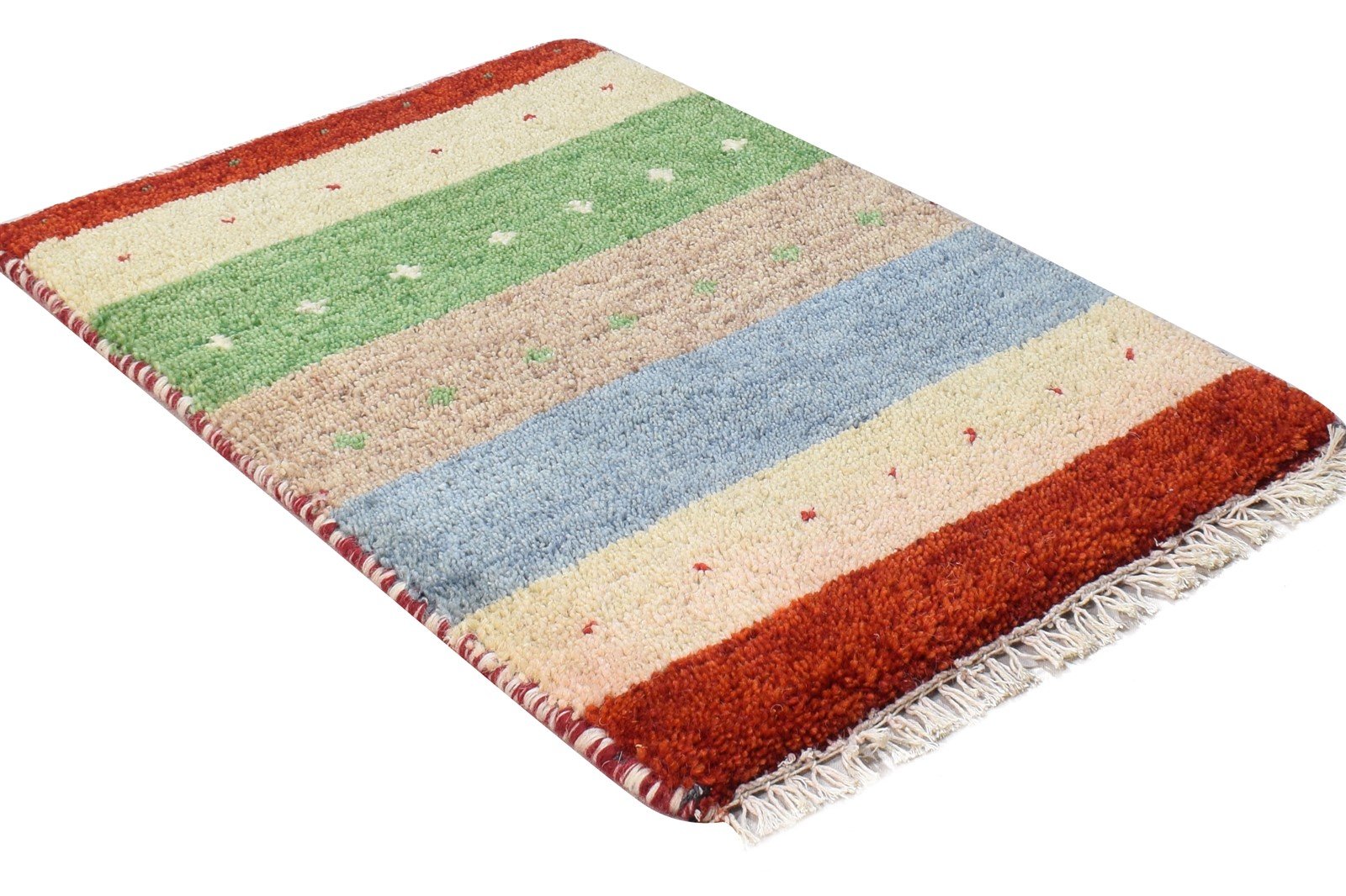 1X2 Rug Wool Multi Color Southwestern Hand Knotted Gabbeh Tribal Small Carpet 7865100370069