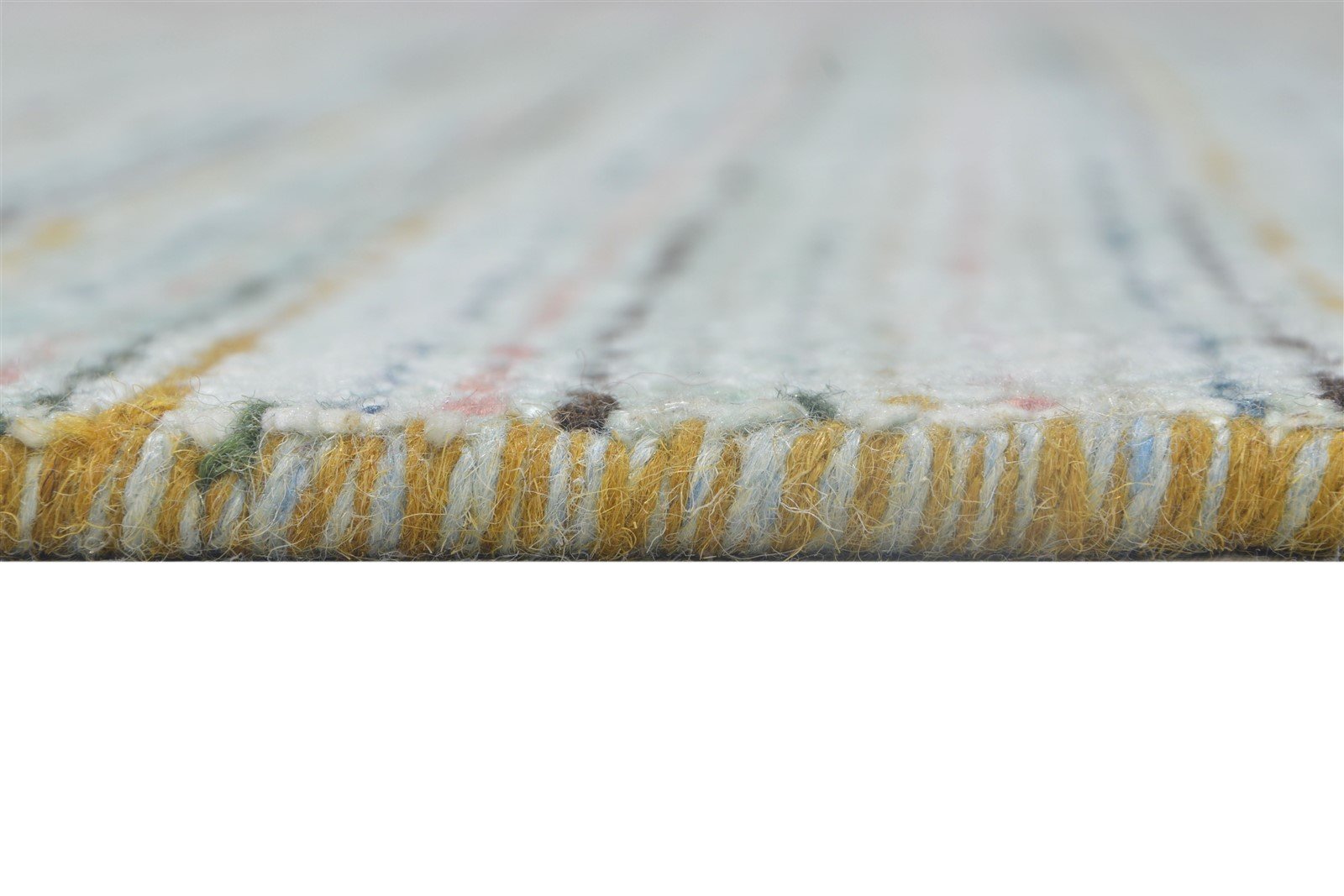 1X6 Rug Wool / Silk Silver Modern Handloom Scandinavian Striped Small Runner 7864153899157