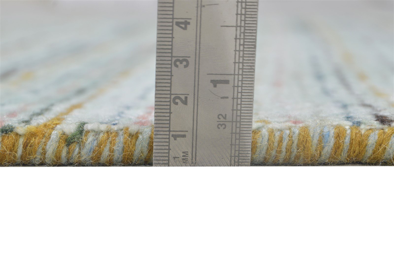 1X6 Rug Wool / Silk Silver Modern Handloom Scandinavian Striped Small Runner 7864153899157
