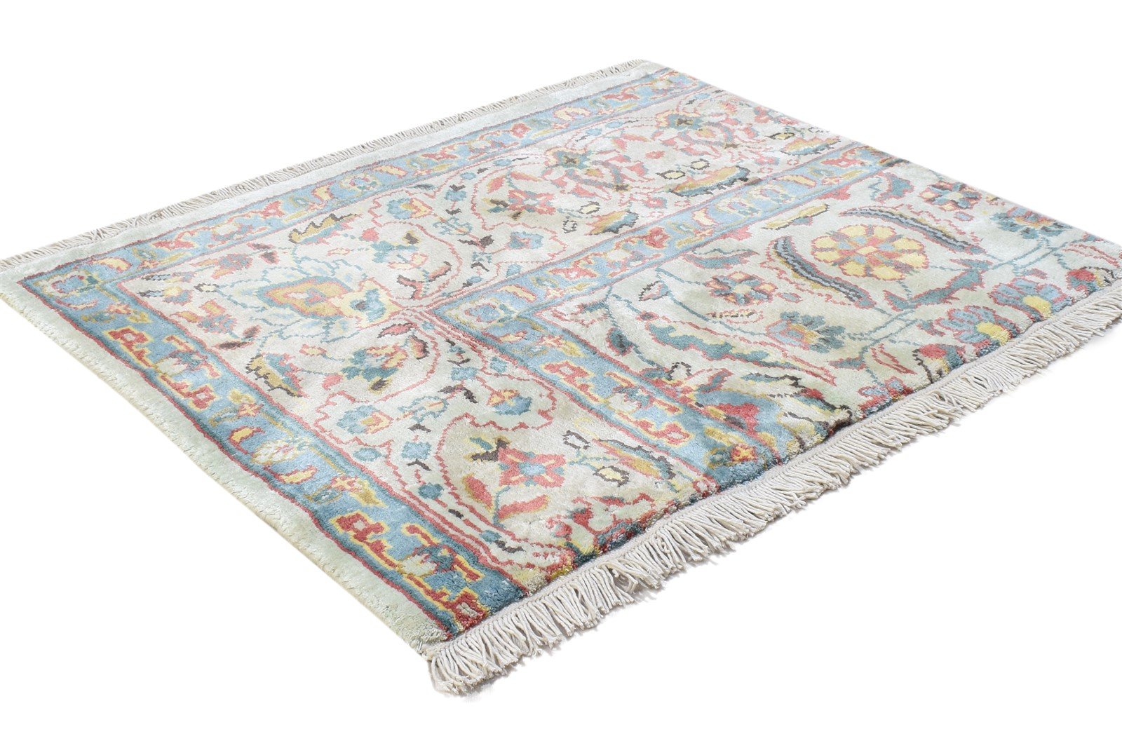 2'6 X 3' Rug Silk Grey Persian Hand Knotted Oushak Oriental Small Carpet 7864333009045