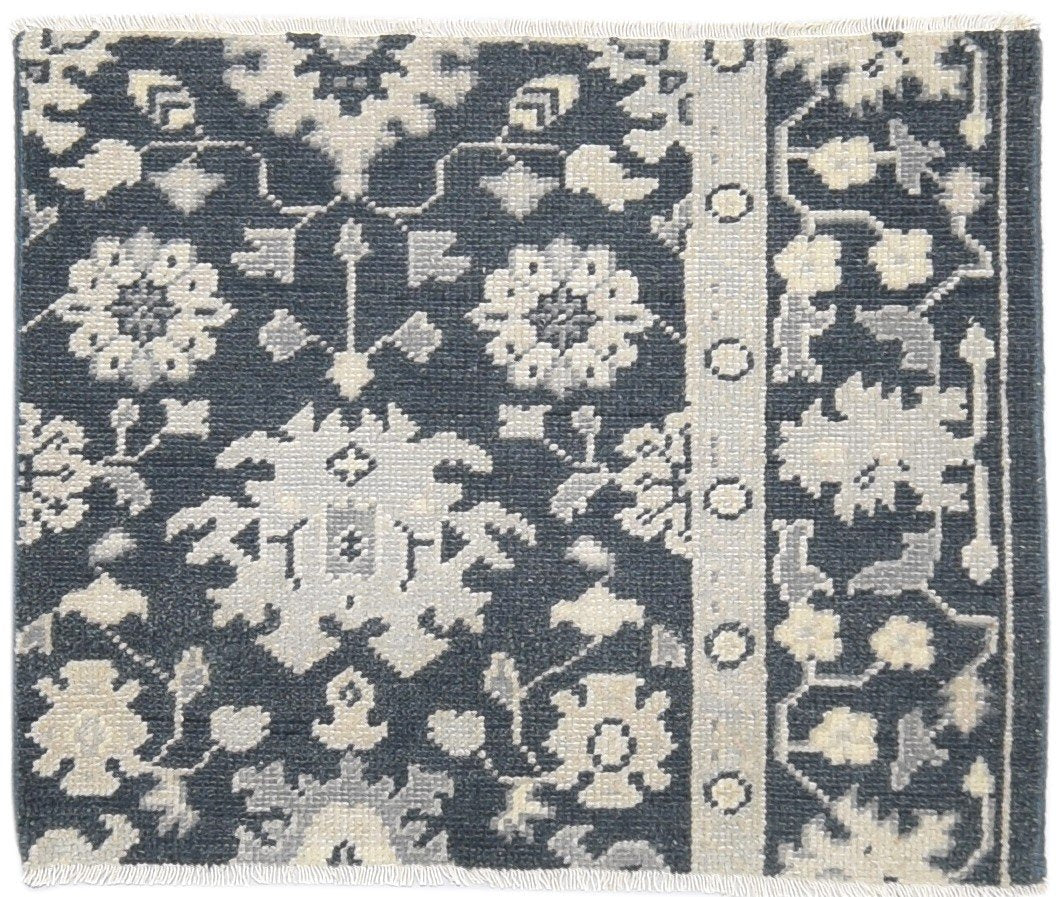 2'6 X 3' Rug Wool Charcoal Persian Hand Knotted Oushak Oriental Small Carpet 7864491704469