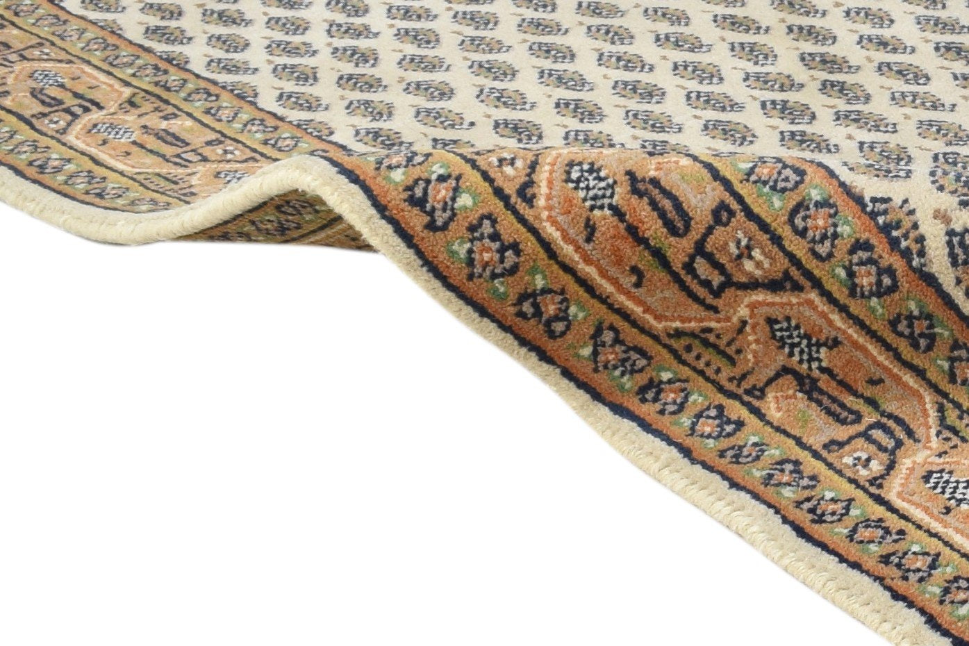 2'6 X 5' Rug Wool Cream Persian Hand Knotted Mir Oriental Small Carpet 7864957501589