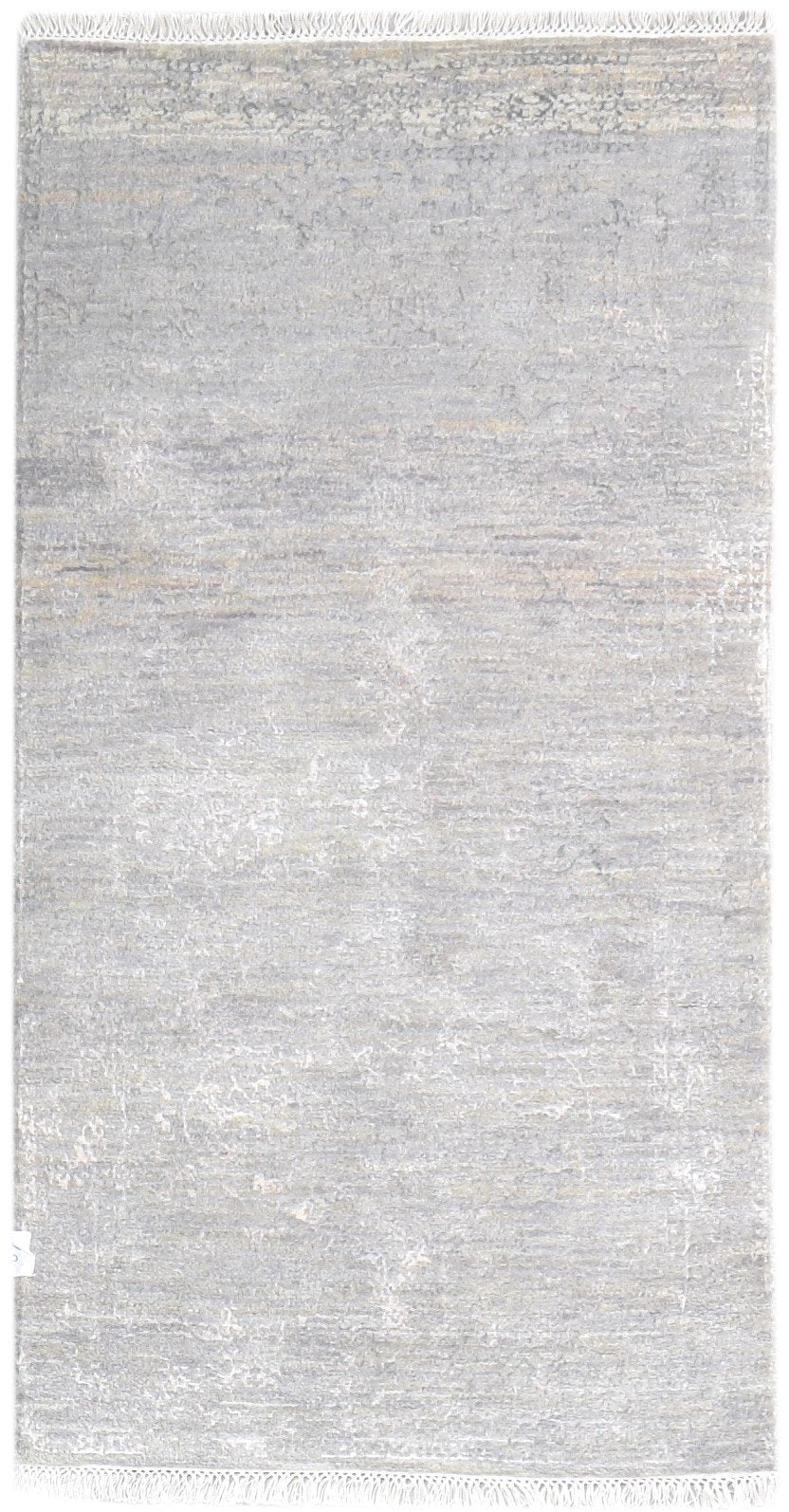 2'6 X 5' Rug Wool / Silk Grey Modern Hand Knotted Indian Abstract Small Carpet 7864590958741