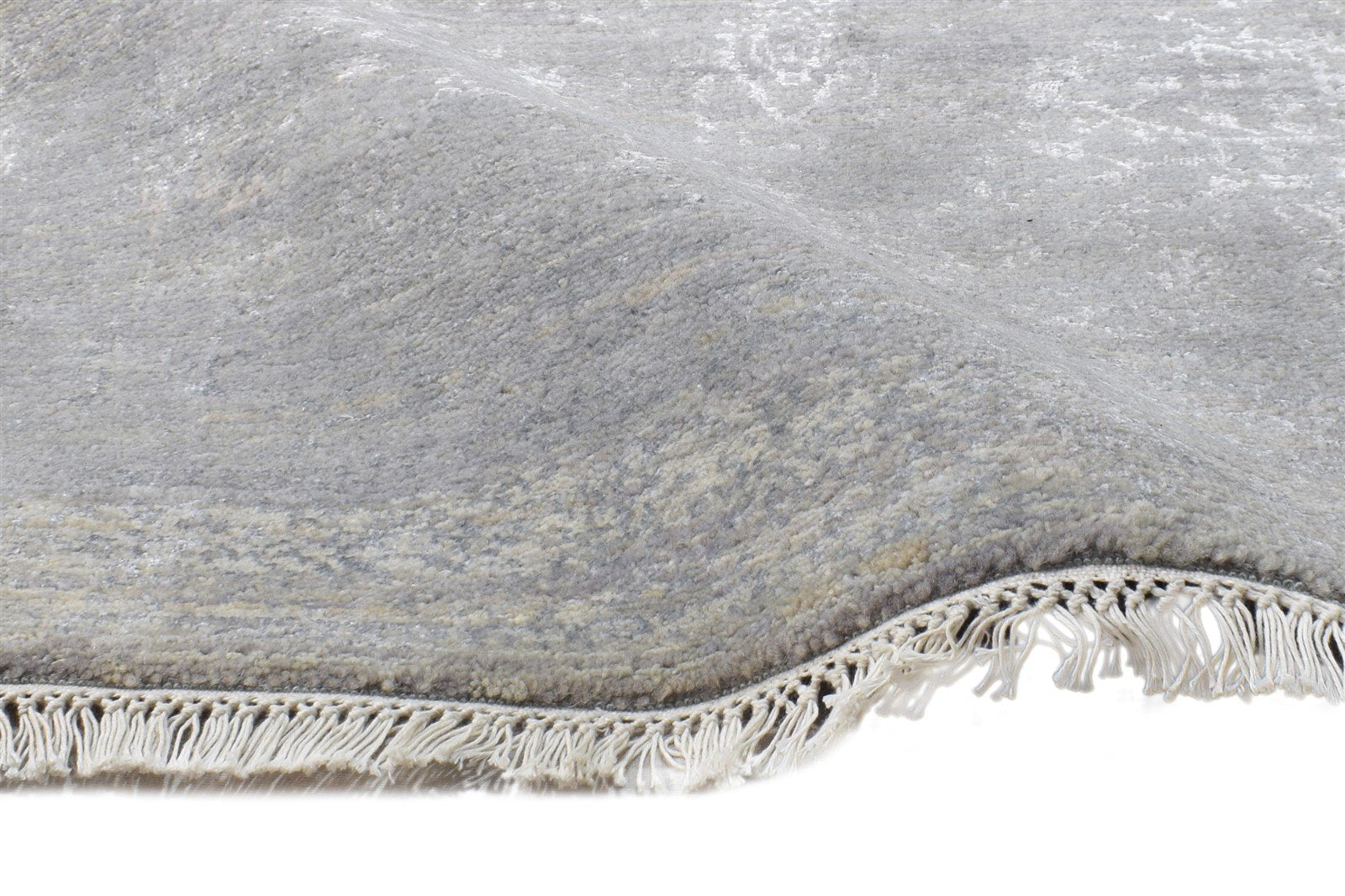 2'6 X 5' Rug Wool / Silk Grey Modern Hand Knotted Indian Abstract Small Carpet 7864590958741