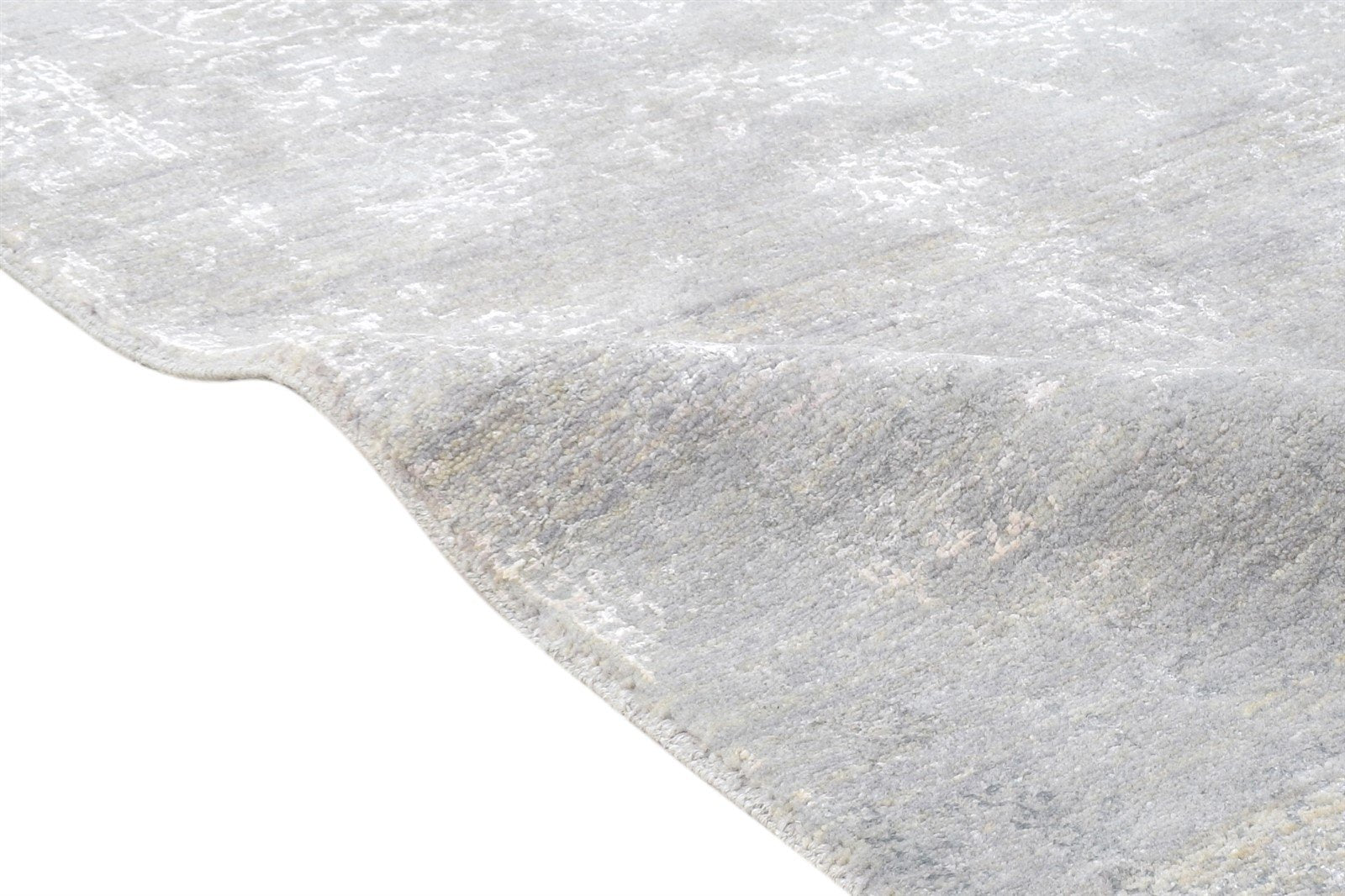 2'6 X 5' Rug Wool / Silk Grey Modern Hand Knotted Indian Abstract Small Carpet 7864590958741