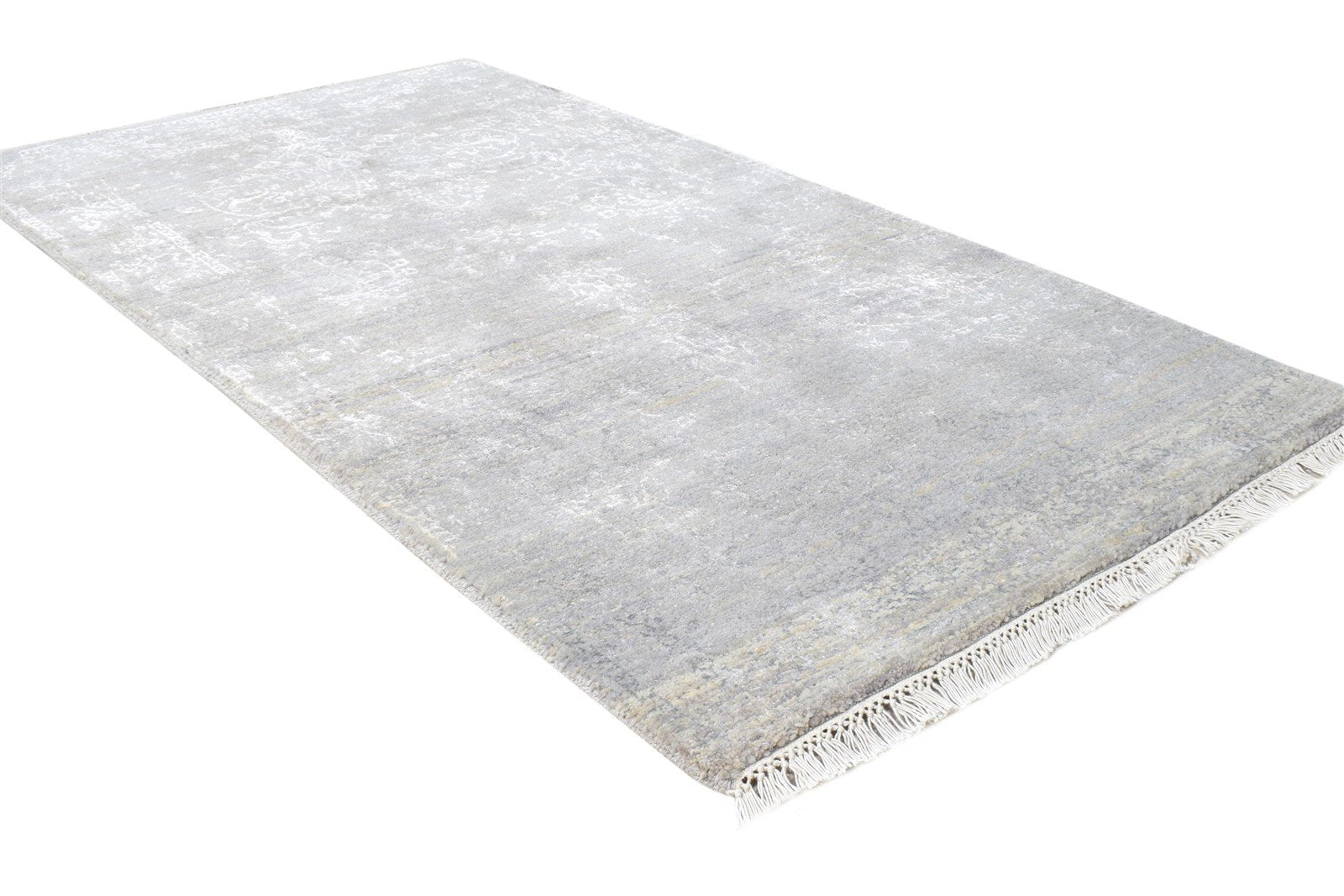 2'6 X 5' Rug Wool / Silk Grey Modern Hand Knotted Indian Abstract Small Carpet 7864590958741