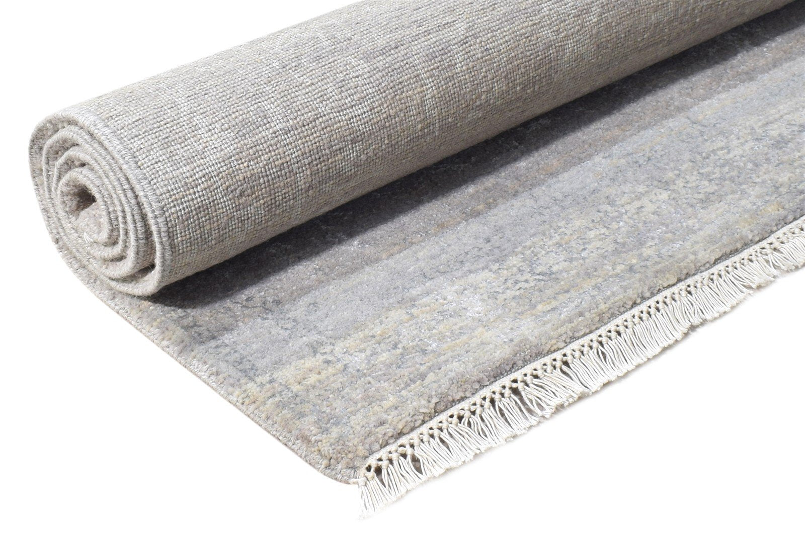 2'6 X 5' Rug Wool / Silk Grey Modern Hand Knotted Indian Abstract Small Carpet 7864590958741