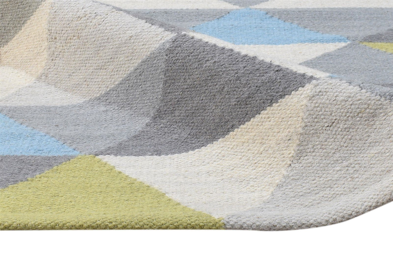 2'6 X 7' Rug Wool Grey Modern Dhurrie American Triangles Small Runner 7864672649365