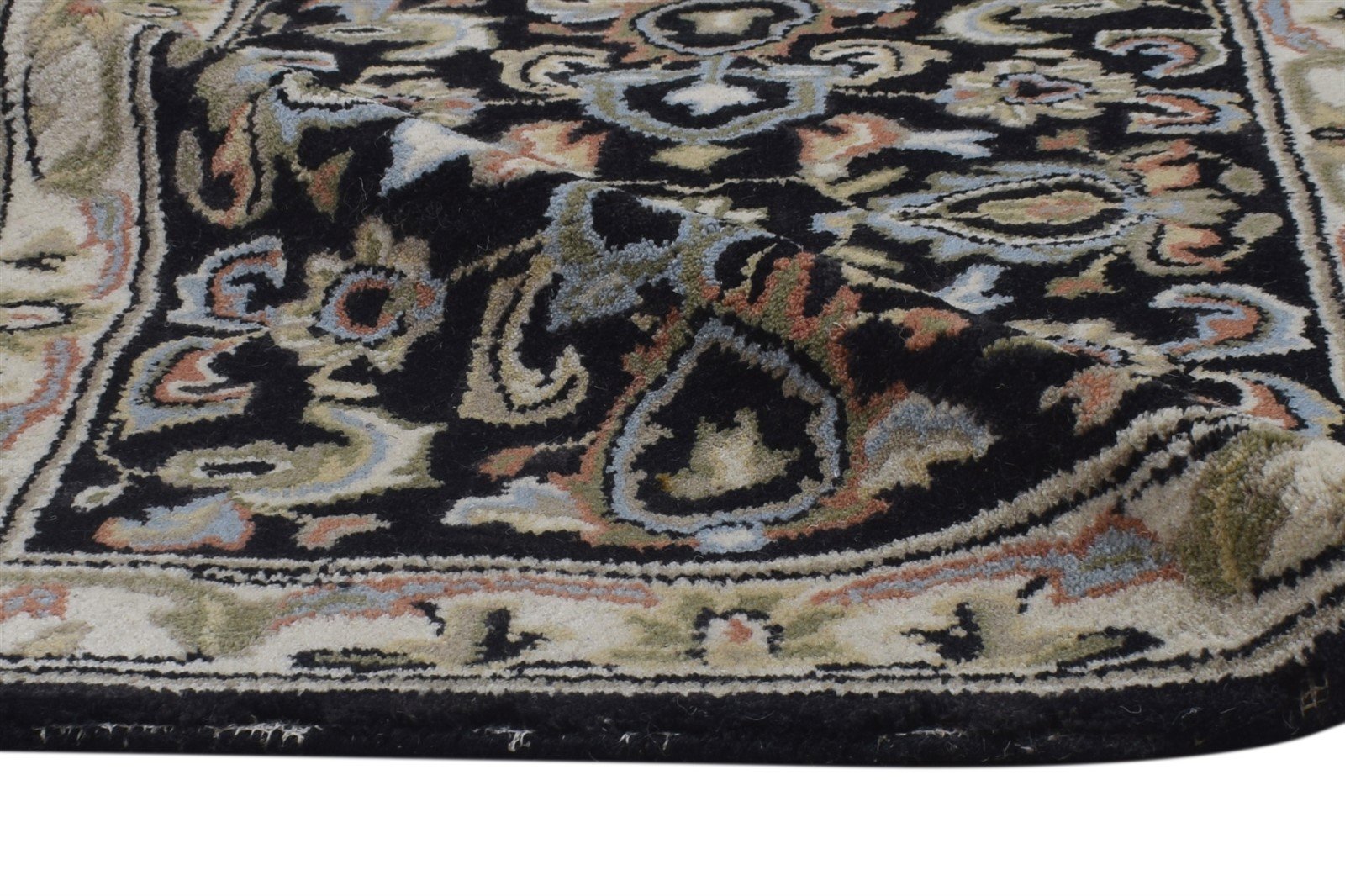 2'6 X 8' Rug Wool Black Persian Hand Tufted Oushak Oriental Small Runner 7864850448533