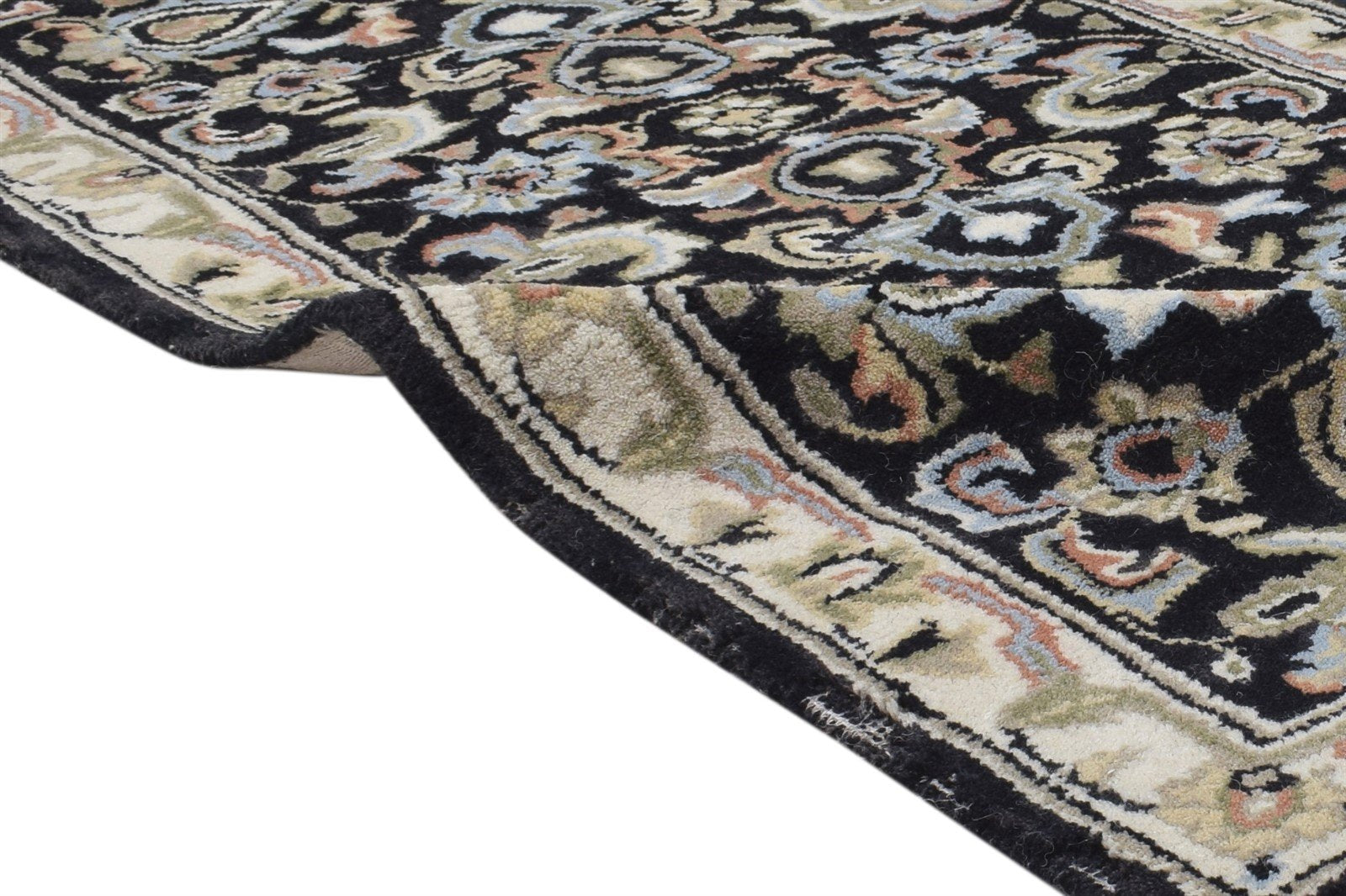 2'6 X 8' Rug Wool Black Persian Hand Tufted Oushak Oriental Small Runner 7864850448533
