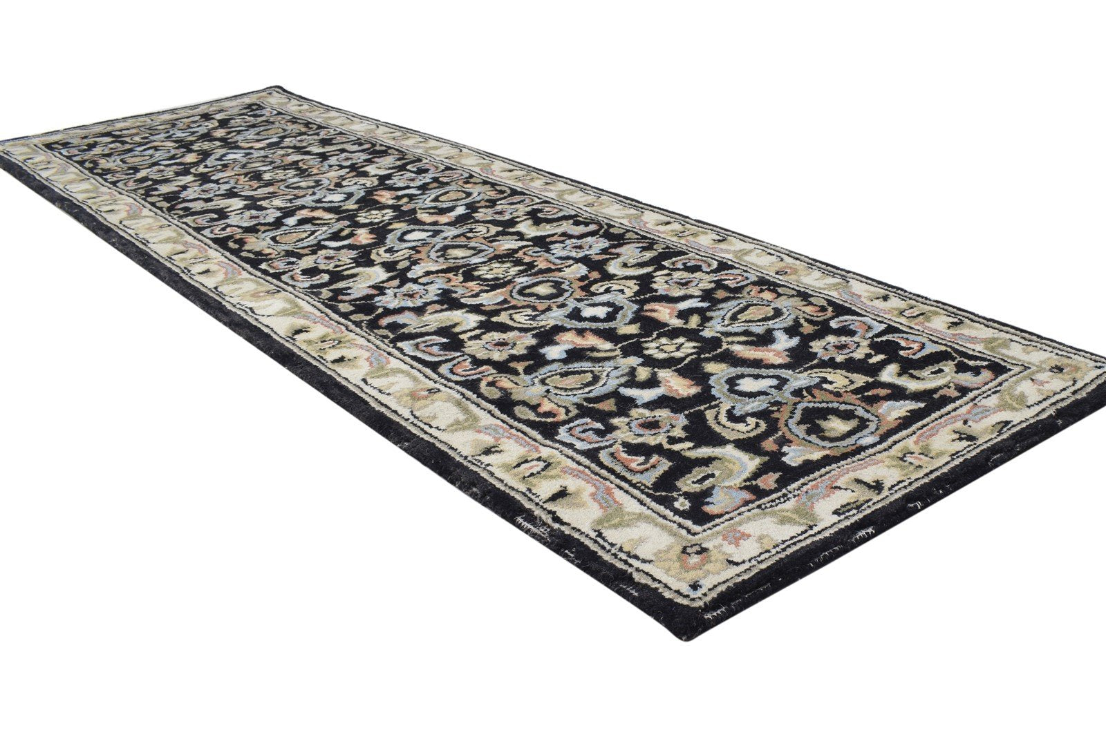 2'6 X 8' Rug Wool Black Persian Hand Tufted Oushak Oriental Small Runner 7864850448533