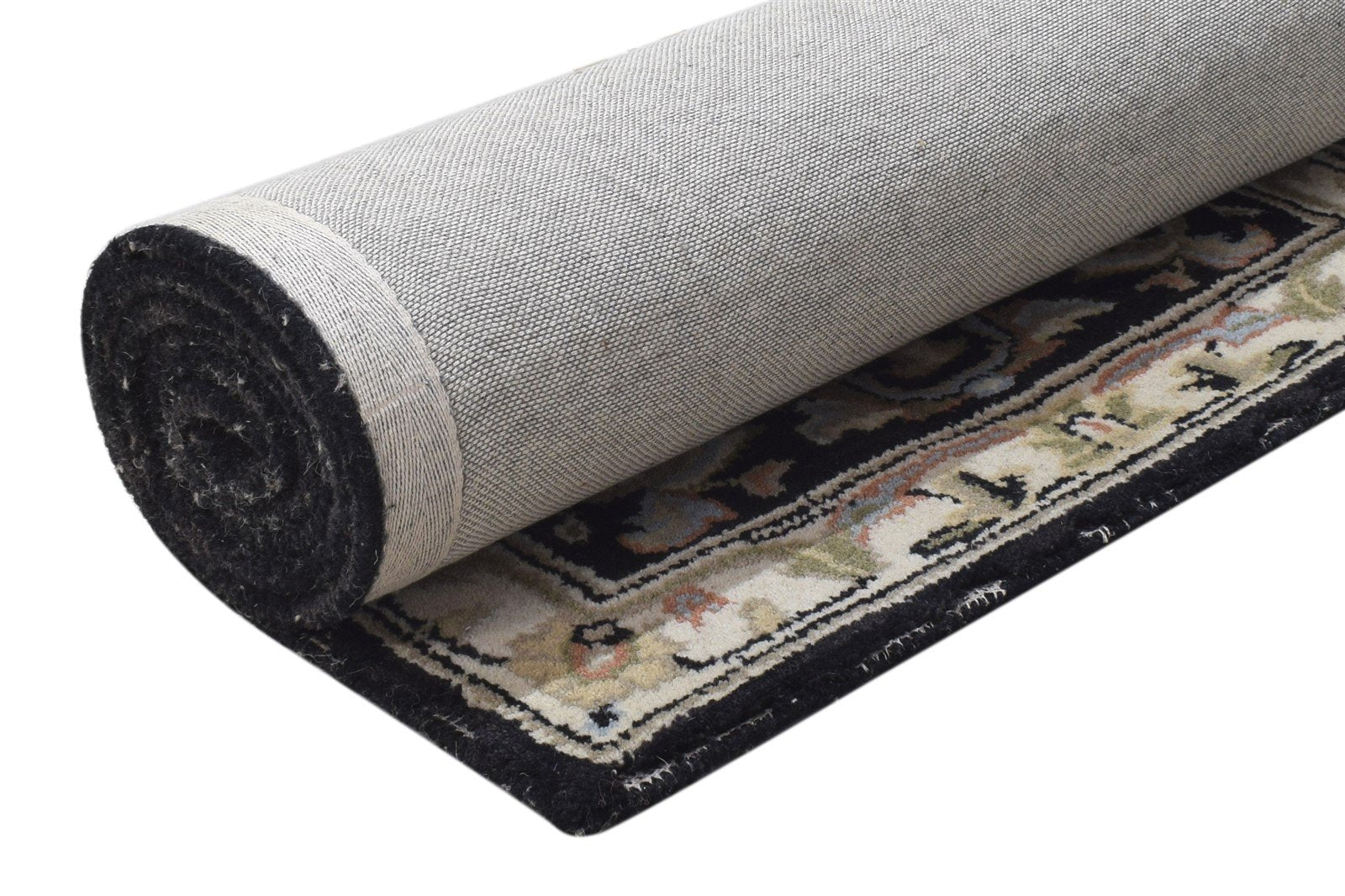 2'6 X 8' Rug Wool Black Persian Hand Tufted Oushak Oriental Small Runner 7864850448533