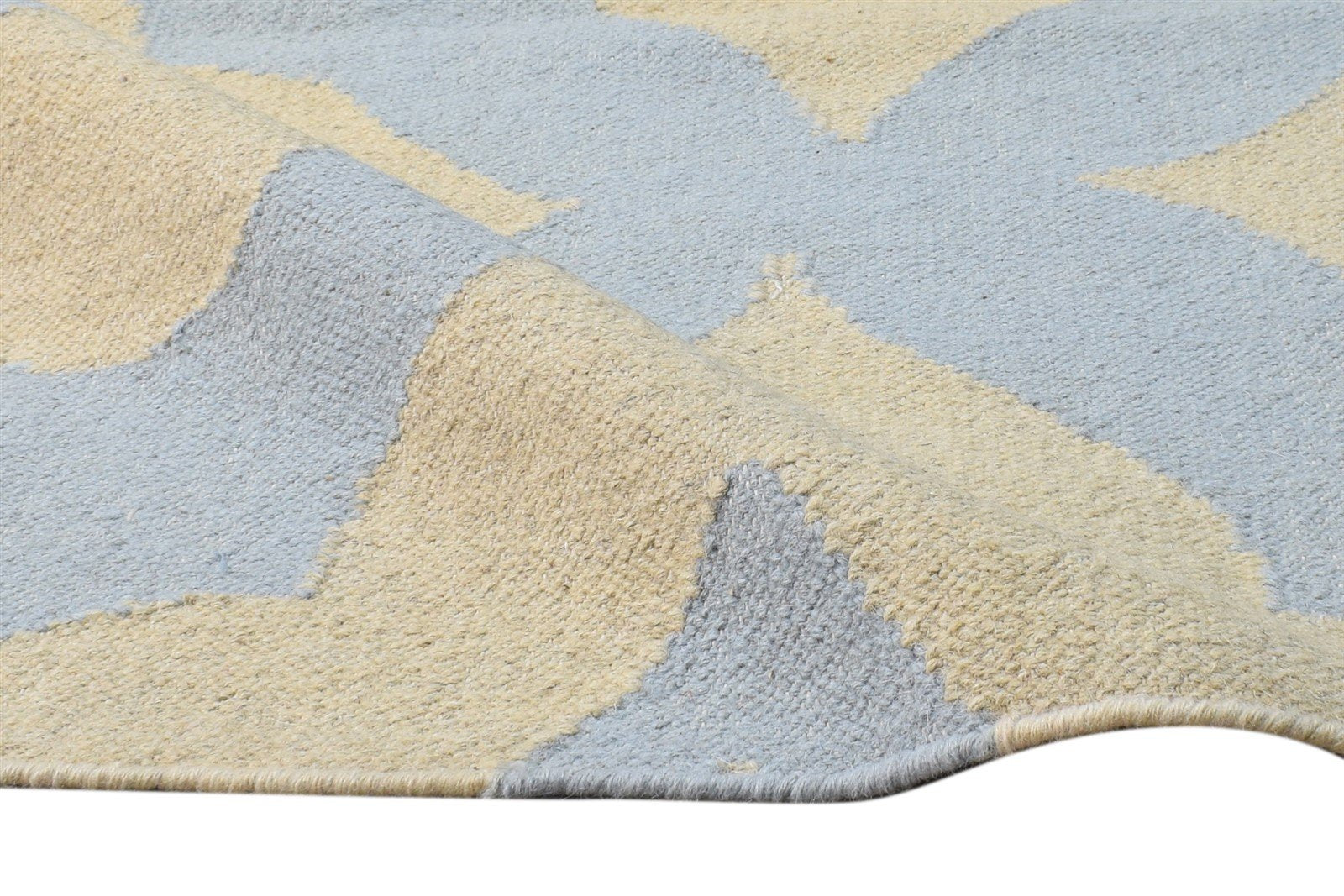 2'6 X 8' Rug Wool Blue Modern Dhurrie American Abstract Small Runner 7865167216789