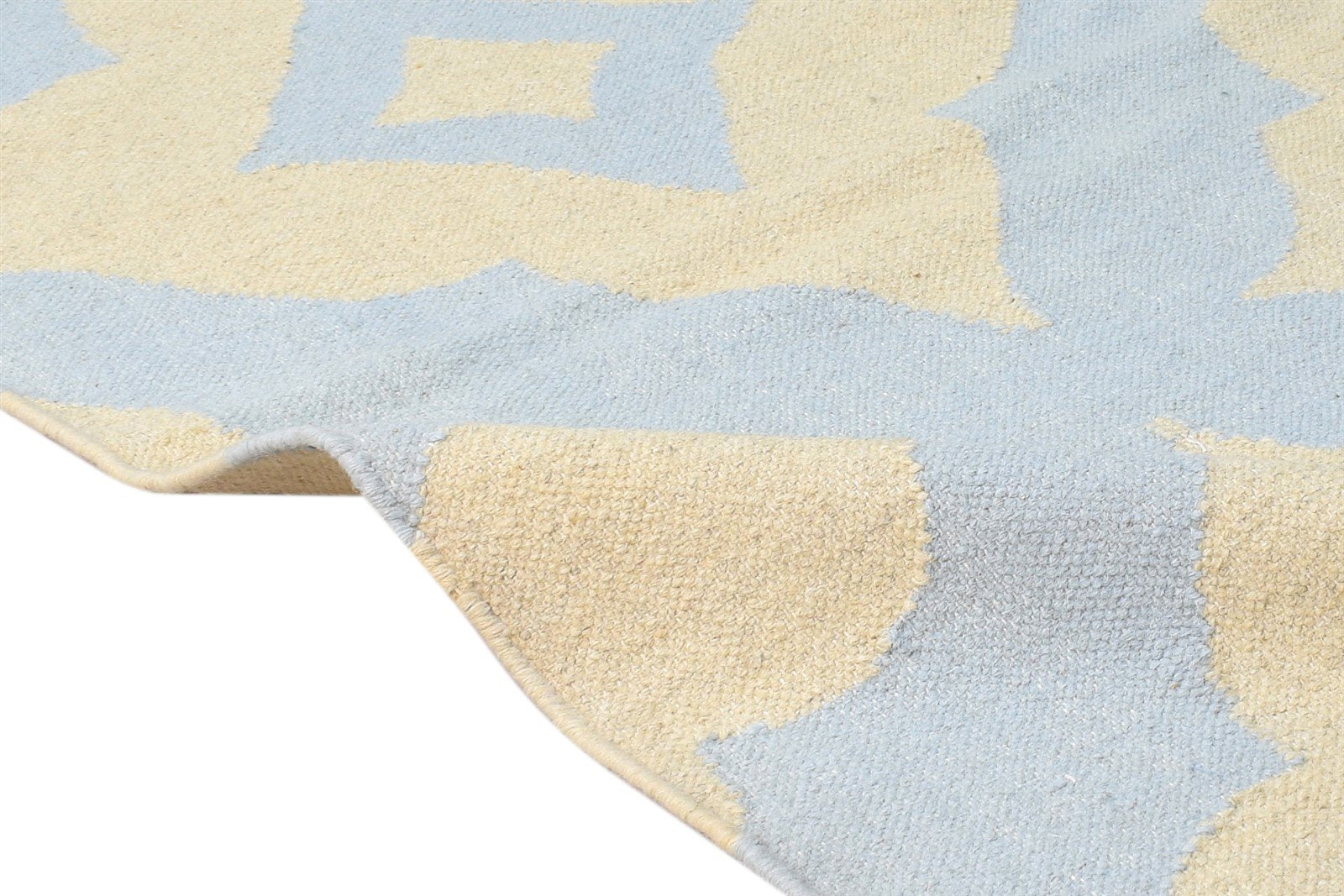 2'6 X 8' Rug Wool Blue Modern Dhurrie American Abstract Small Runner 7865167216789