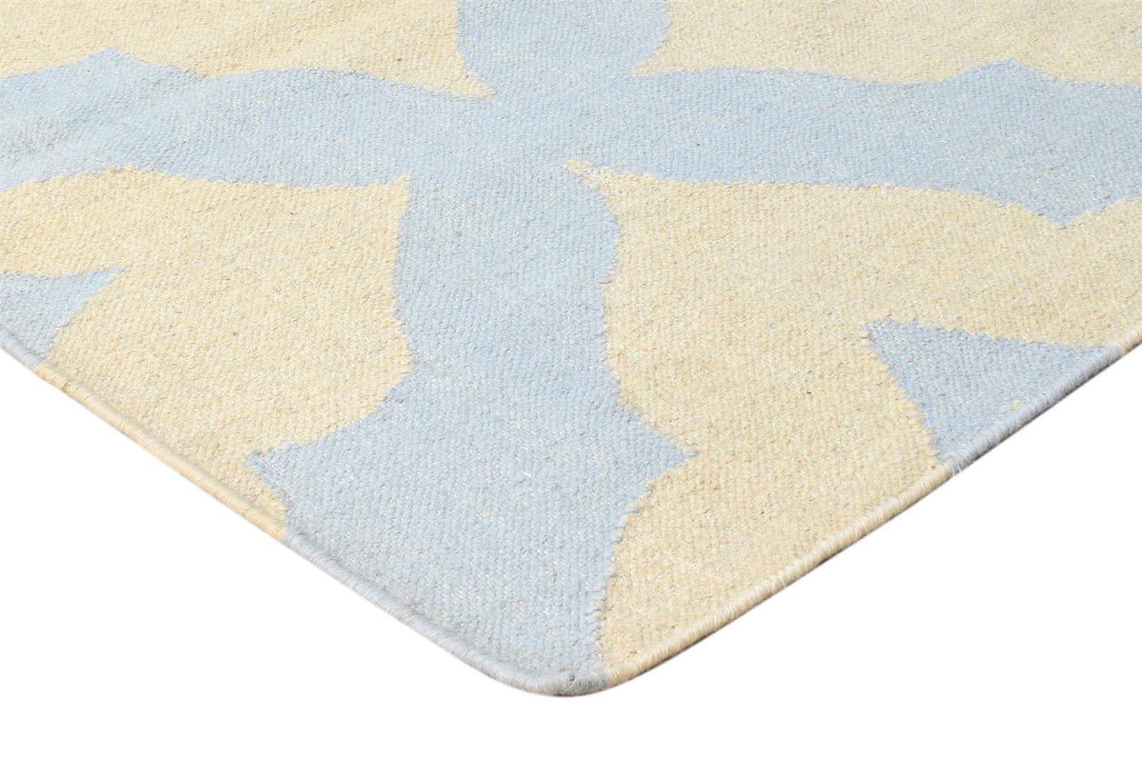2'6 X 8' Rug Wool Blue Modern Dhurrie American Abstract Small Runner 7865167216789