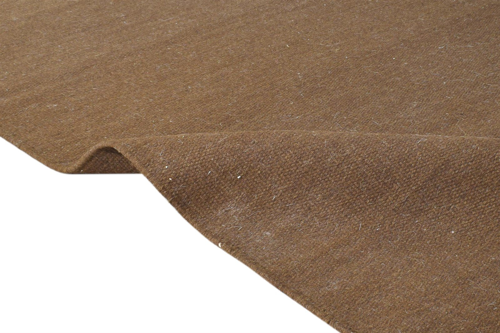 2'6 X 8' Rug Wool Brown Modern Dhurrie Scandinavian Solid Small Runner 7865198215317