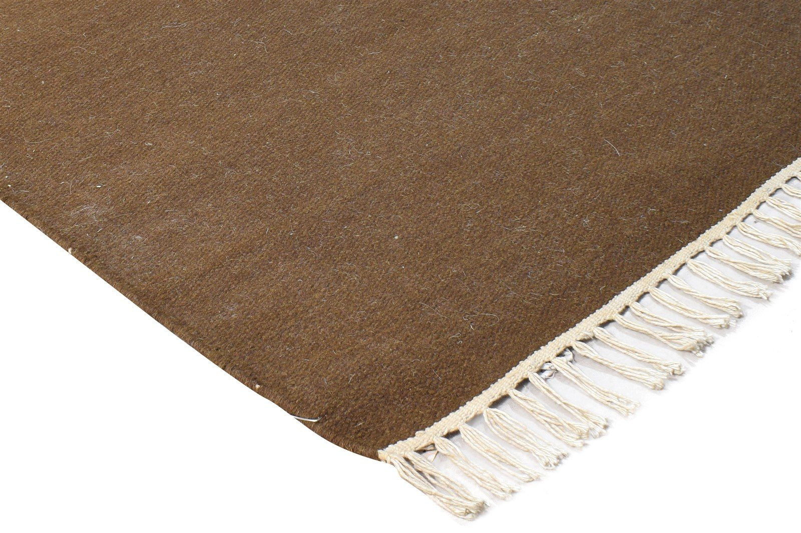 2'6 X 8' Rug Wool Brown Modern Dhurrie Scandinavian Solid Small Runner 7865198215317