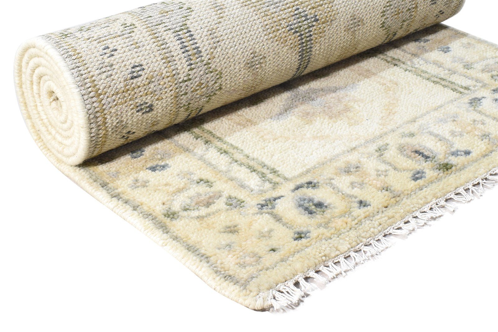Pammie 2'6 X 8' Rug Wool Cream Persian Hand Knotted Oushak Oriental Runner 7865017663637