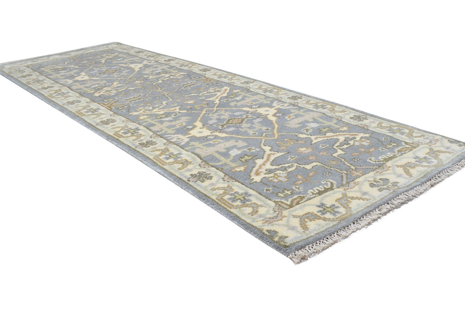 2'6 X 8' Rug Wool Grey Persian Hand Knotted Oushak Oriental Small Runner 7864831312021